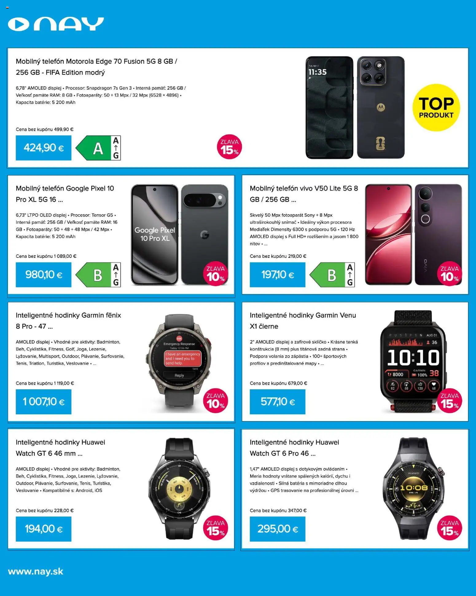 Nové NAY Elektrodom akcie – leták je platný od 20.07.2026 | Strana: 2 | Produkty: Garmin, Gps, Rám, Inteligentné hodinky