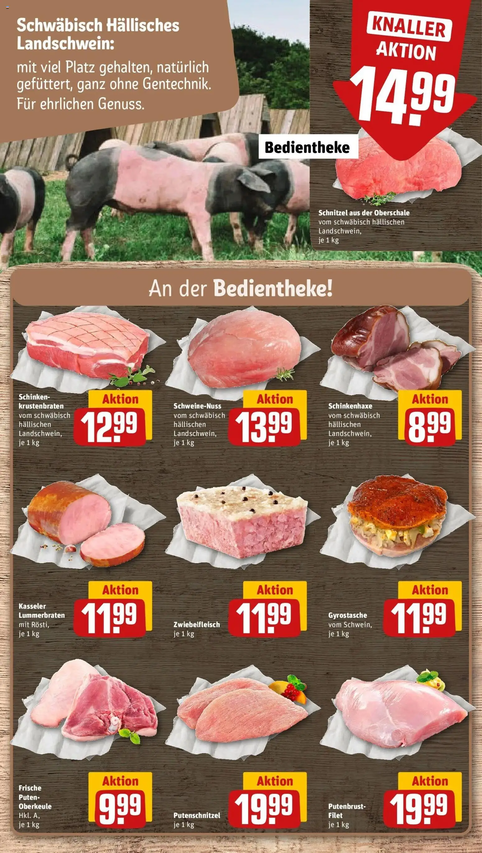 REWE Prospekt ab 19.10.2026 zum Blättern » Angebote | Seite: 12 | Produkte: Krustenbraten, Schnitzel, Putenschnitzel, Schinken