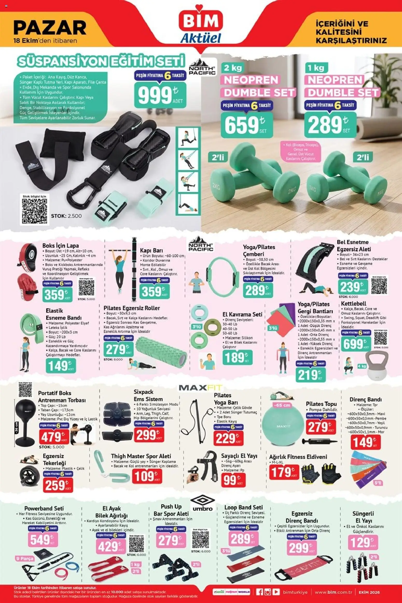 BİM - Katalog Pazar - 18 Ekim 2026 tarihinden itibaren geçerlidir | Sayfa: 4 | Ürünler: Lastik, Çanta, Ağırlık