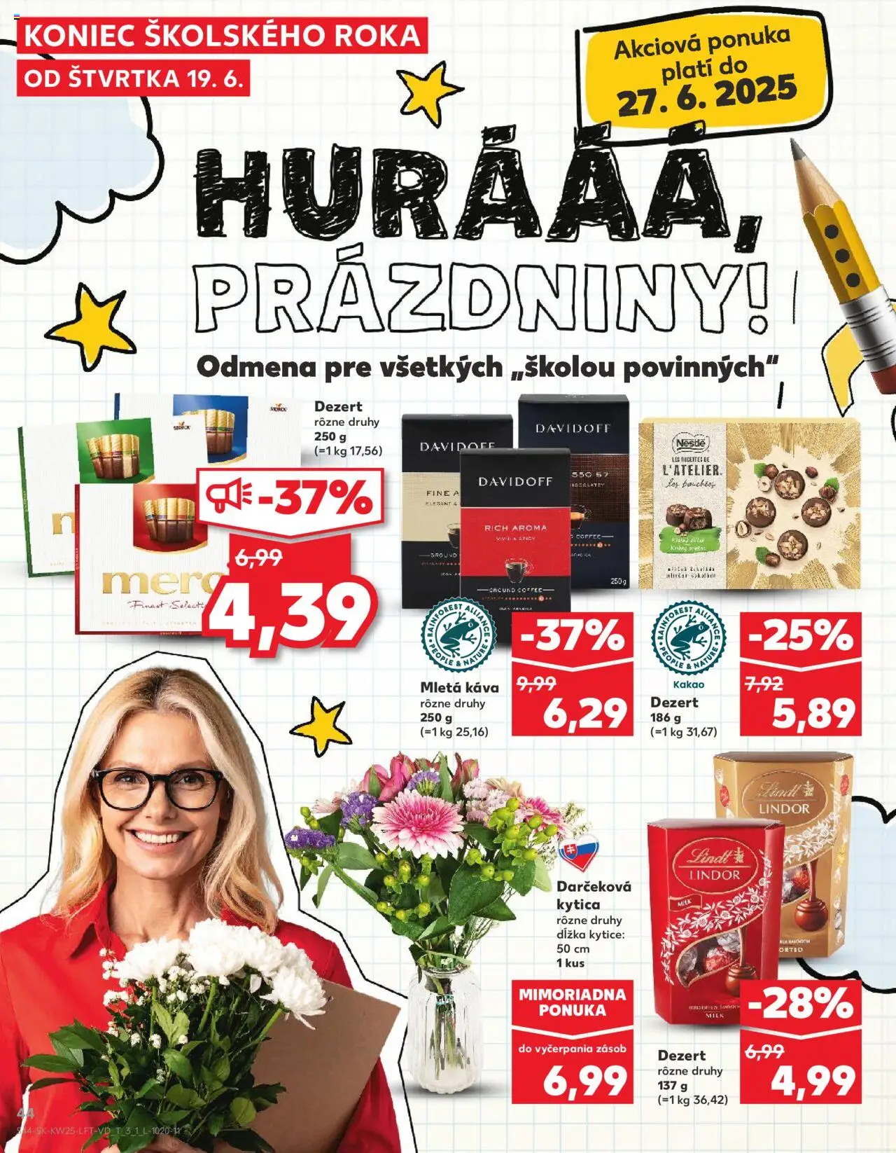 Nové Kaufland akcie – leták je platný od 19.06.2025 | Strana: 44 | Produkty: Davidoff, Káva, Lindt, Kakao