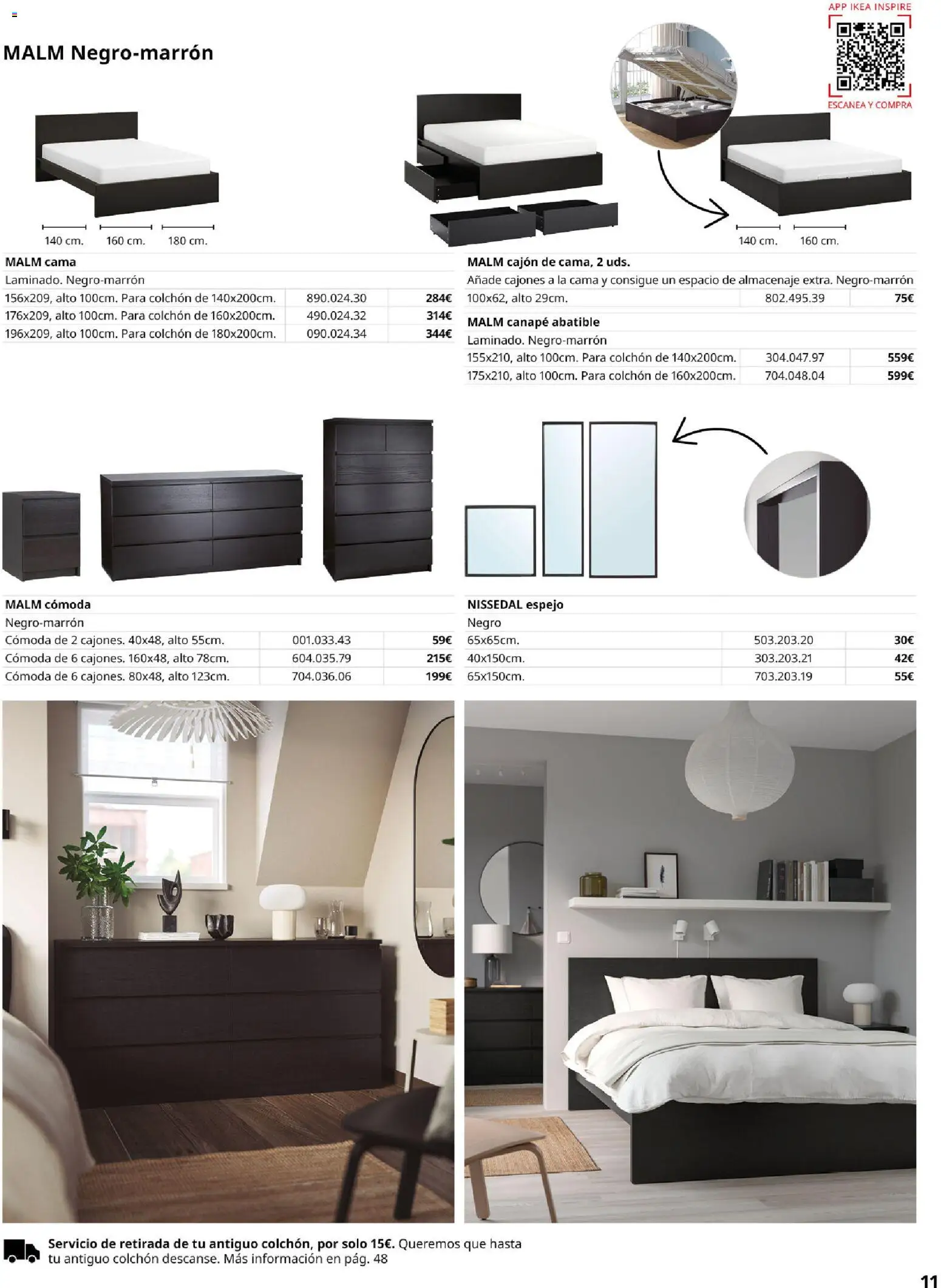 Catálogo IKEA Muebles para el dormitorio │ válido desde el 01/02/2026 | Página: 11 | Productos: Colchon, Cama, Almacenaje, Espejo