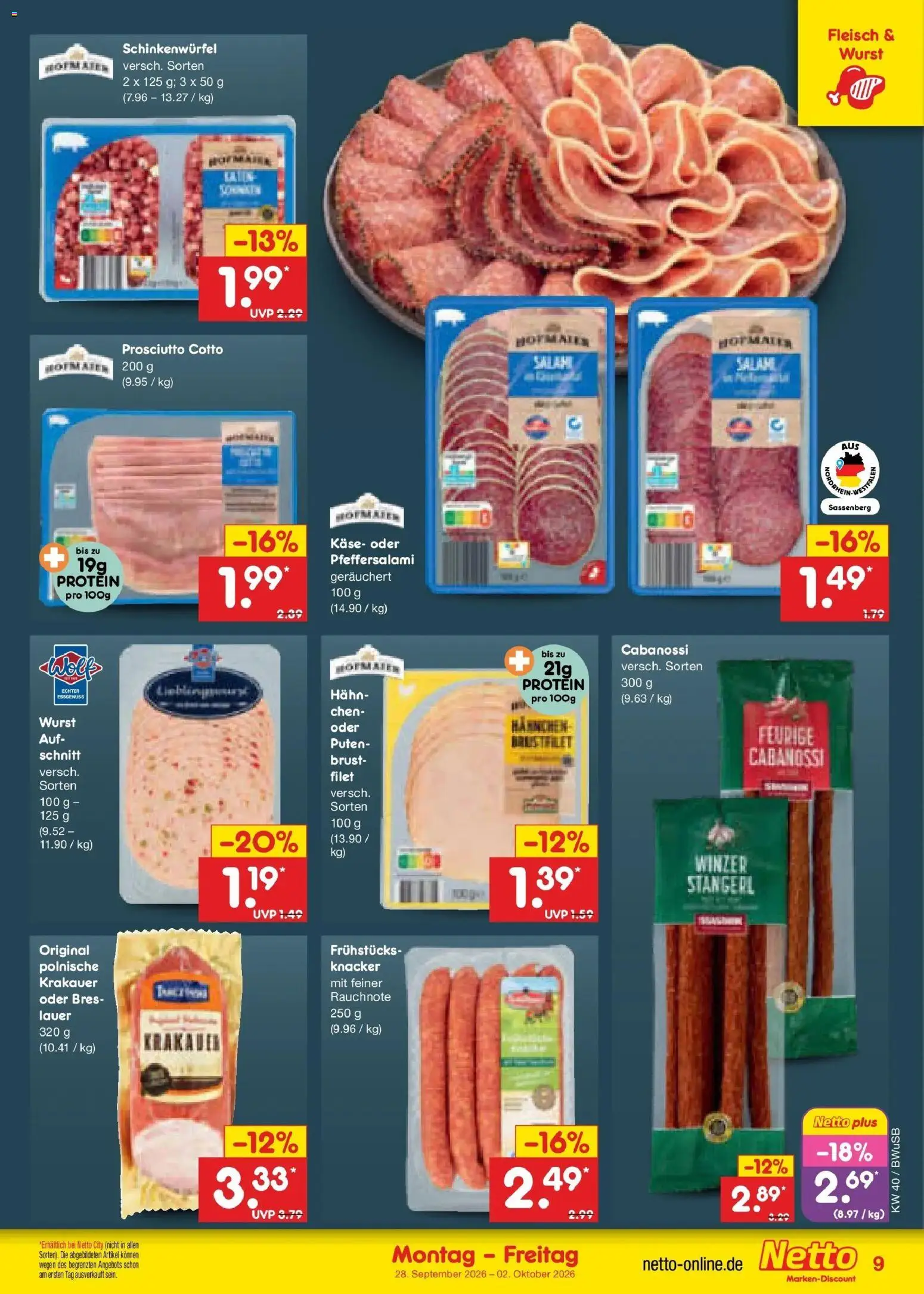 Netto Marken-Discount Prospekt Stemwede-Dielingen – gültig ab 28.09.2026 | Seite: 11 | Produkte: Käse, Wurst, Salami, Fleisch