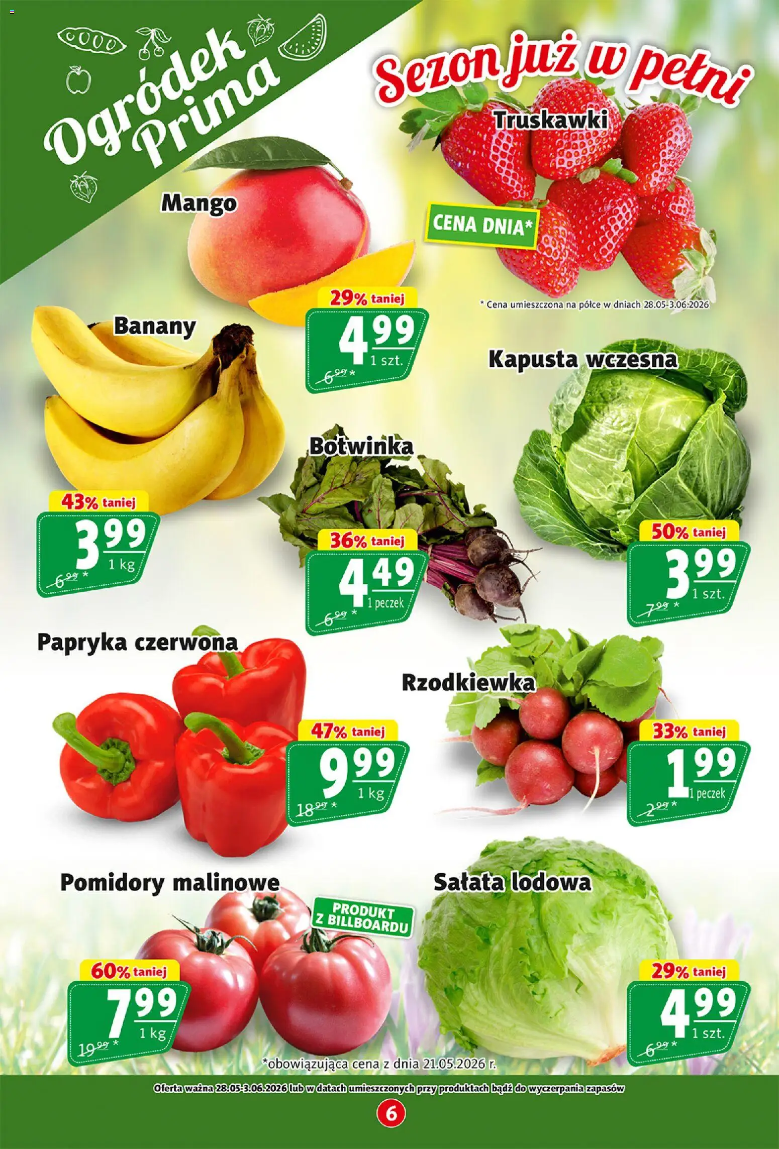 Prim Market gazetka od 28.05.2026 | Strona: 6 | Produkty: Mango, Botwinka, Banany, Truskawki
