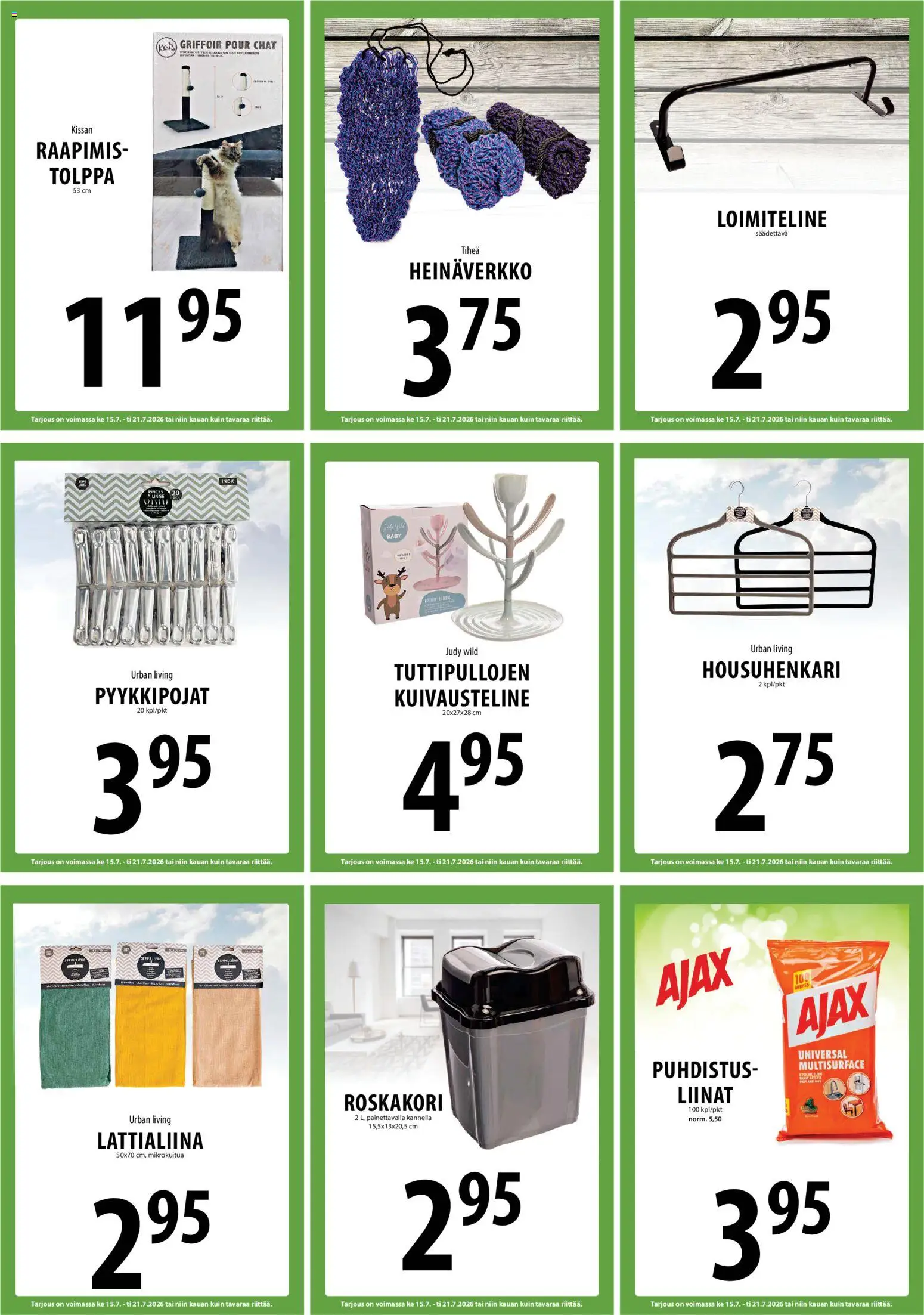 Tuuri tarjoukset – voimassa 15/07/2026 alkaen | Sivu: 20 | Tuotteet: Pyykkipojat, Roskakori