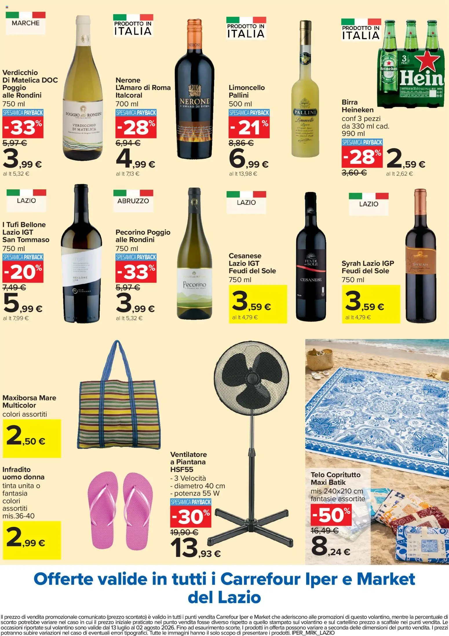 Volantino Carrefour del 13/07/2026 | Pagina: 4 | Prodotti: Ventilatore, Infradito, Limoncello, Pecorino