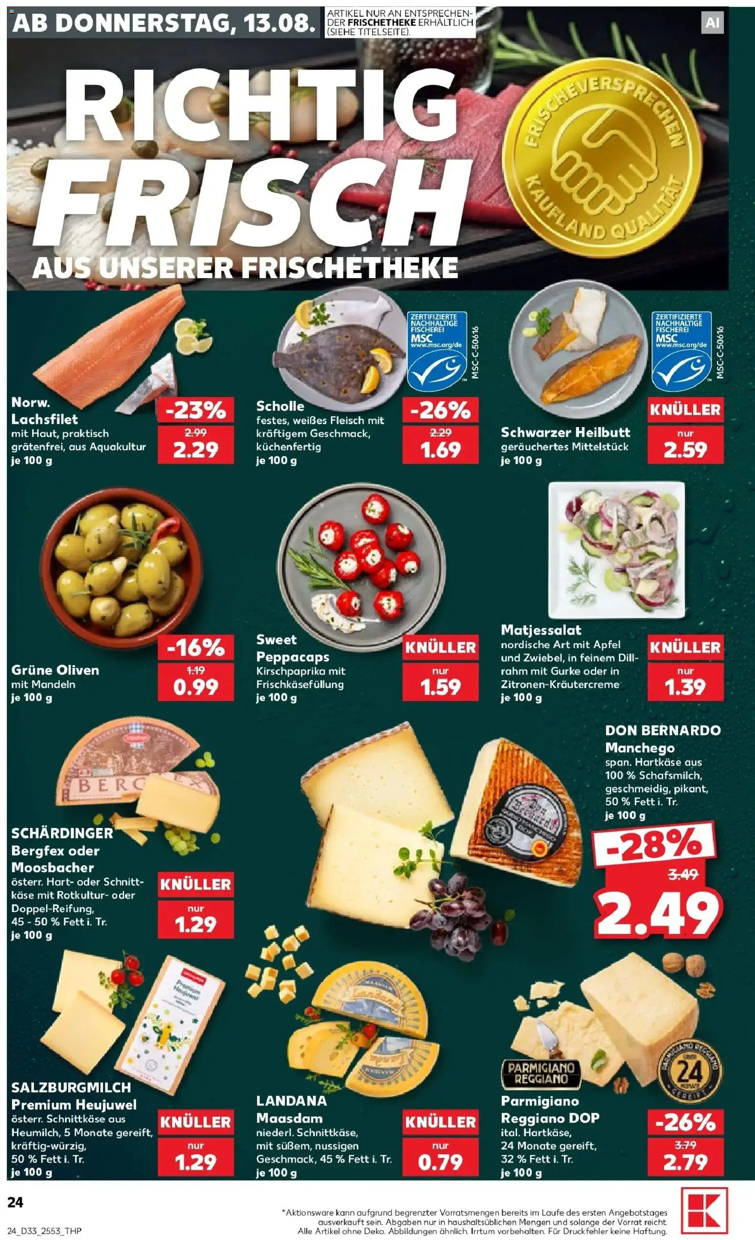 Prospekt Kaufland ab 10.08.2026 » Angebote Online zum Blättern | Seite: 33 | Produkte: Käse, Mandeln, Dill, Fleisch