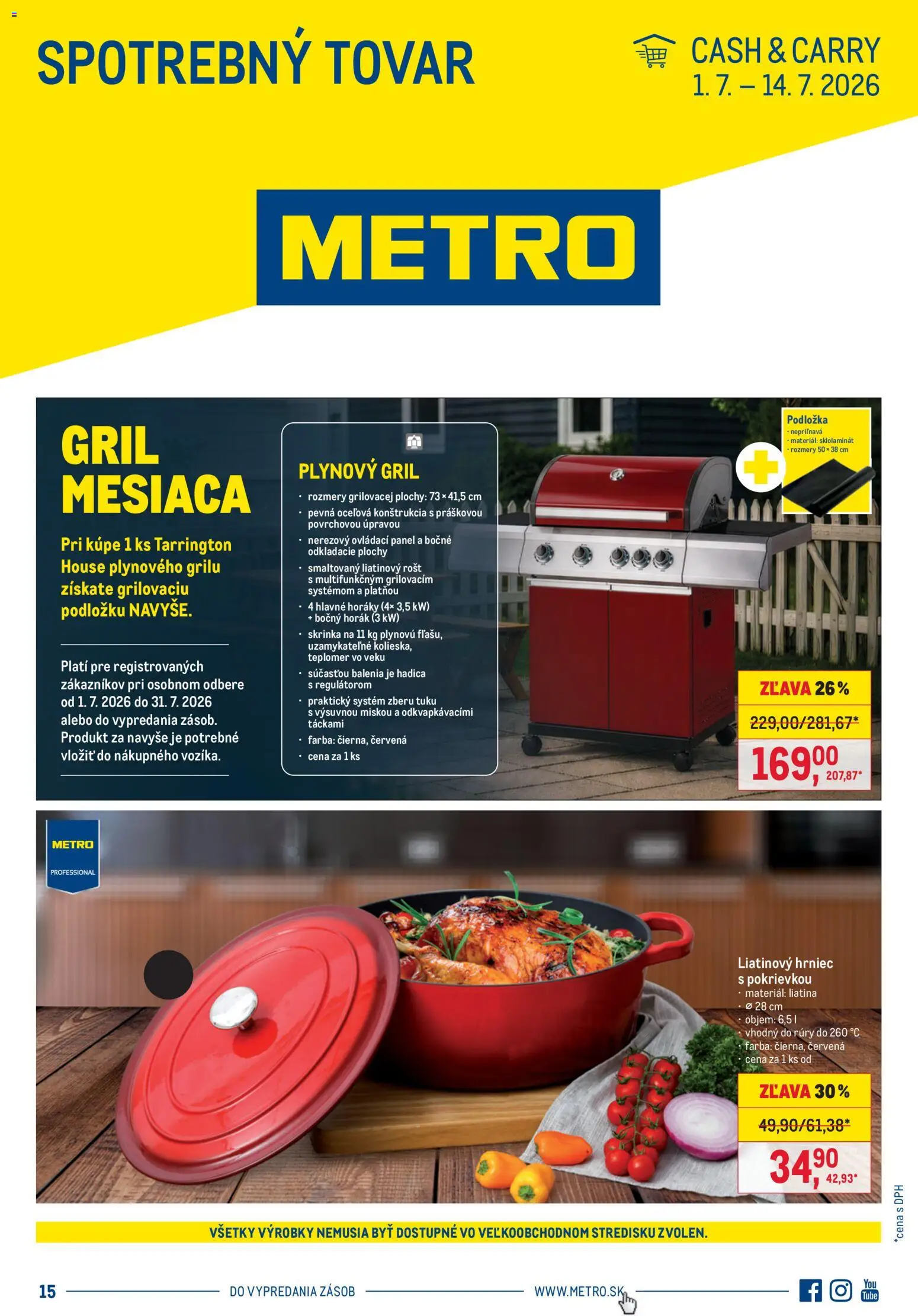 Nové Metro akcie – leták je platný od 01.07.2026 | Strana: 1 | Produkty: Gril, Skrinka, Teplomer