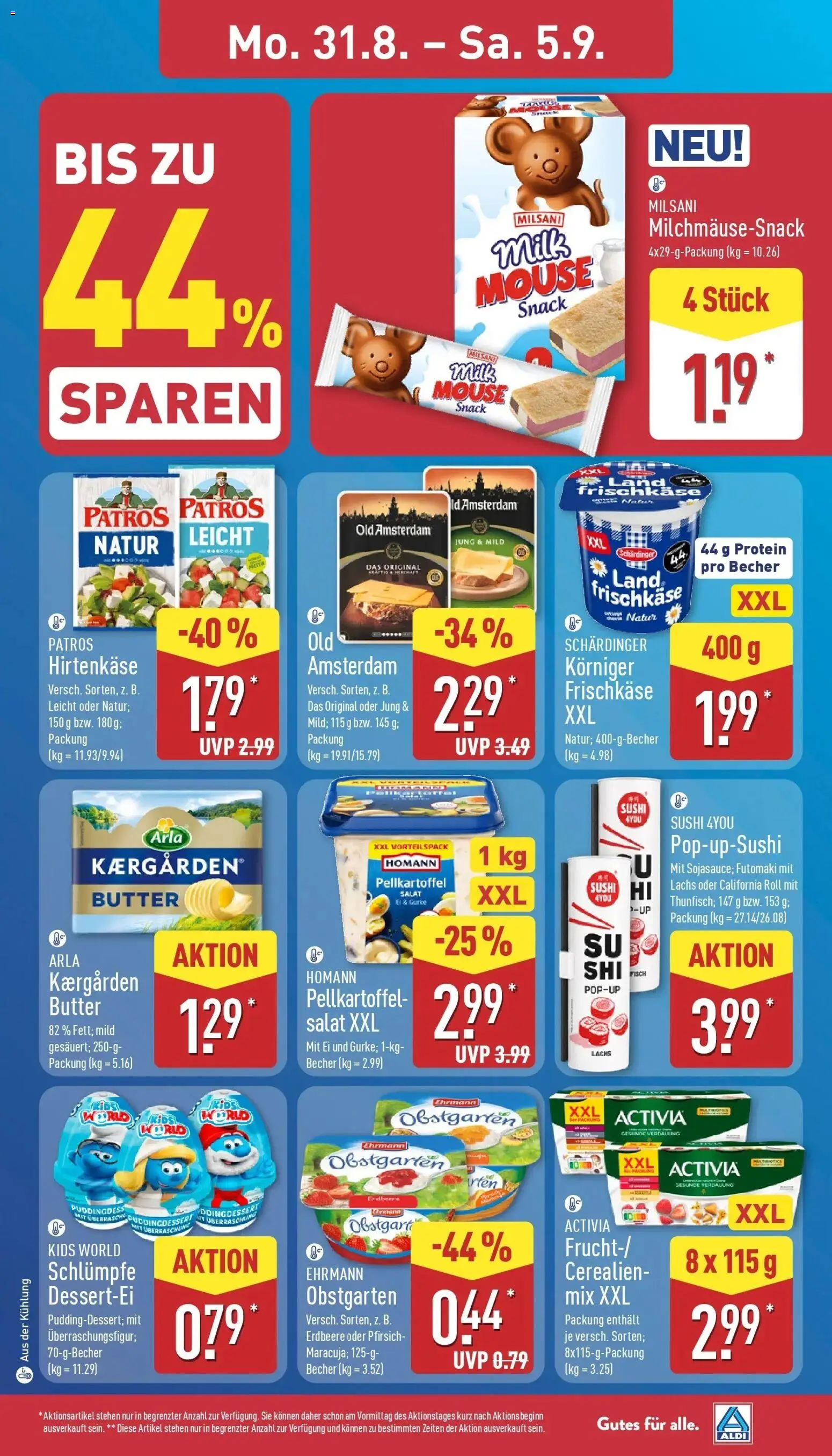 Aldi Aktueller Prospekt (ab 31.08.2026) » Angebote Online | Seite: 7 | Produkte: Feta, Patros, Fisch, Salat