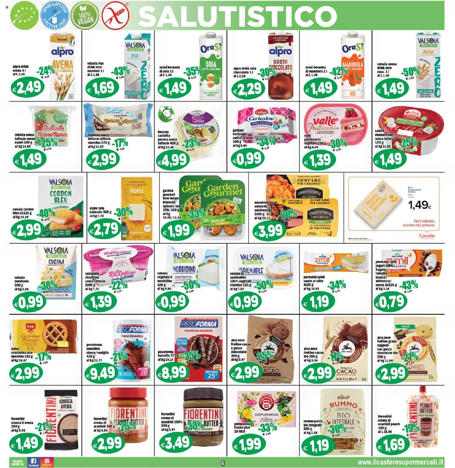 Volantino Il Castoro del 02/10/2026 | Pagina: 6 | Prodotti: Vegan, Caffè, Salsicce, Senza lattosio