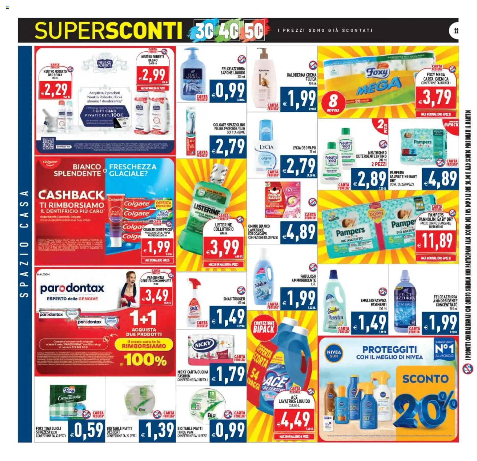 Volantino PIM Supermercati del 29.05.2026 | Pagina: 22 | Prodotti: Crema, Pannolini, Tè, Intimo