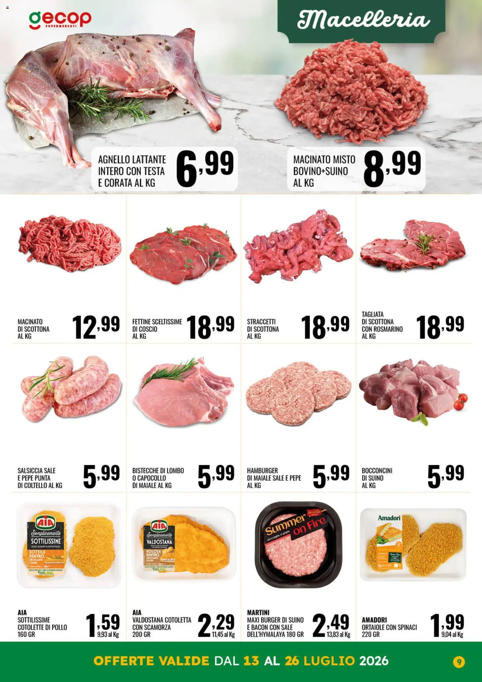 Volantino GECOP del 13/07/2026 | Pagina: 9 | Prodotti: Rosmarino, Sale, Spinaci, Agnello