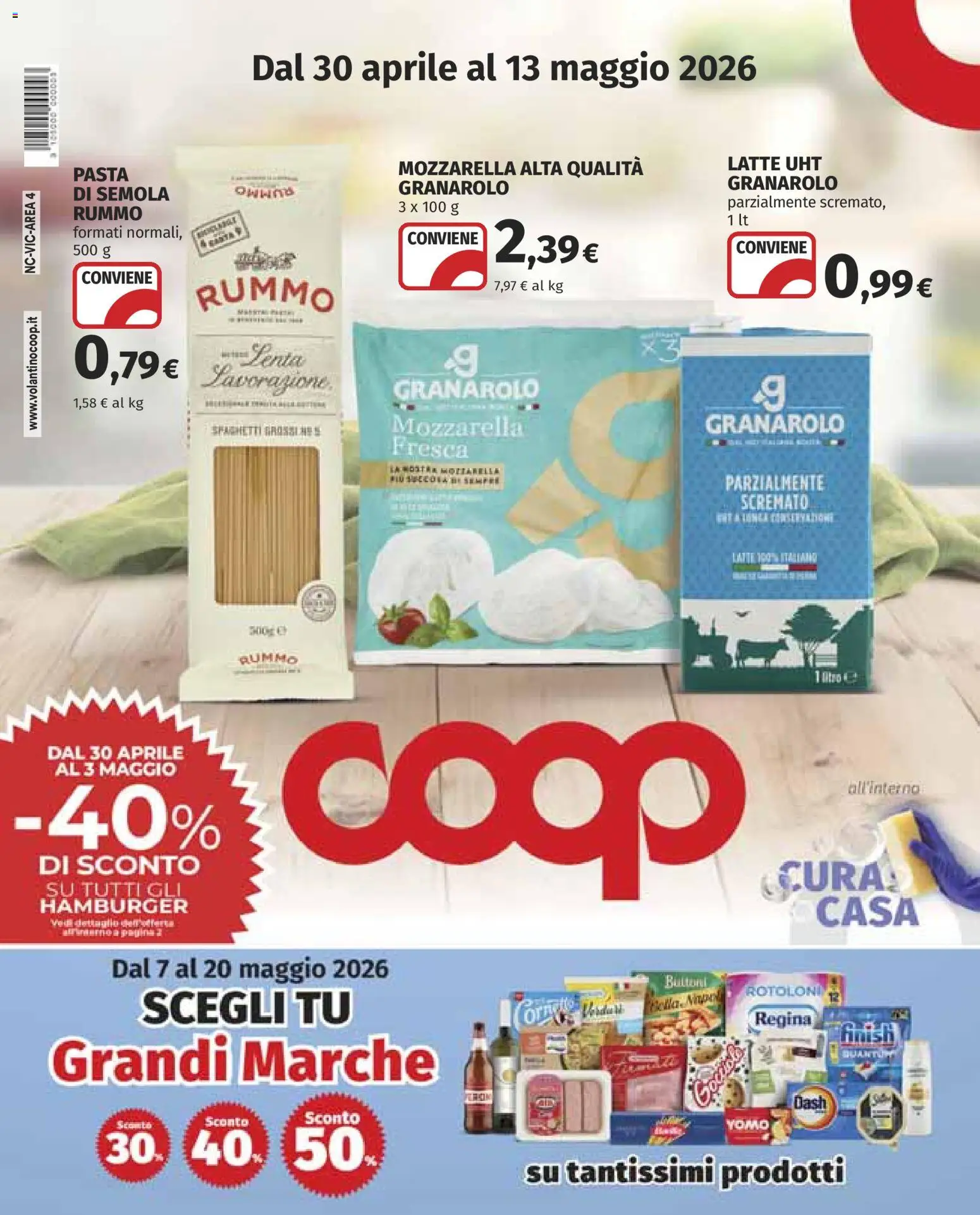Volantino COOP del 30.04.2026 | Pagina: 1 | Prodotti: Mozzarella, Latte, Pasta, Hamburger