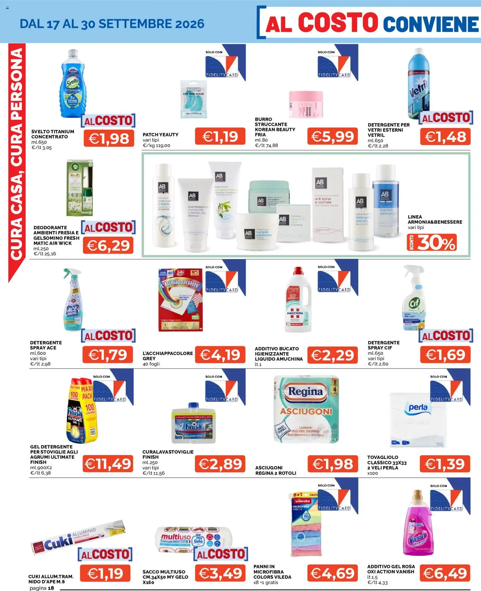Volantino Mercatò del 17/09/2026 | Pagina: 18 | Prodotti: Agrumi, Gel detergente, Alluminio, Panni
