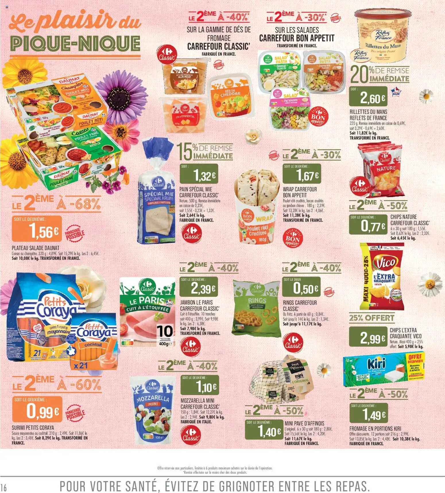{H1} | Page: 16 | Produits: Pain, Chocolat, Porc, Chips