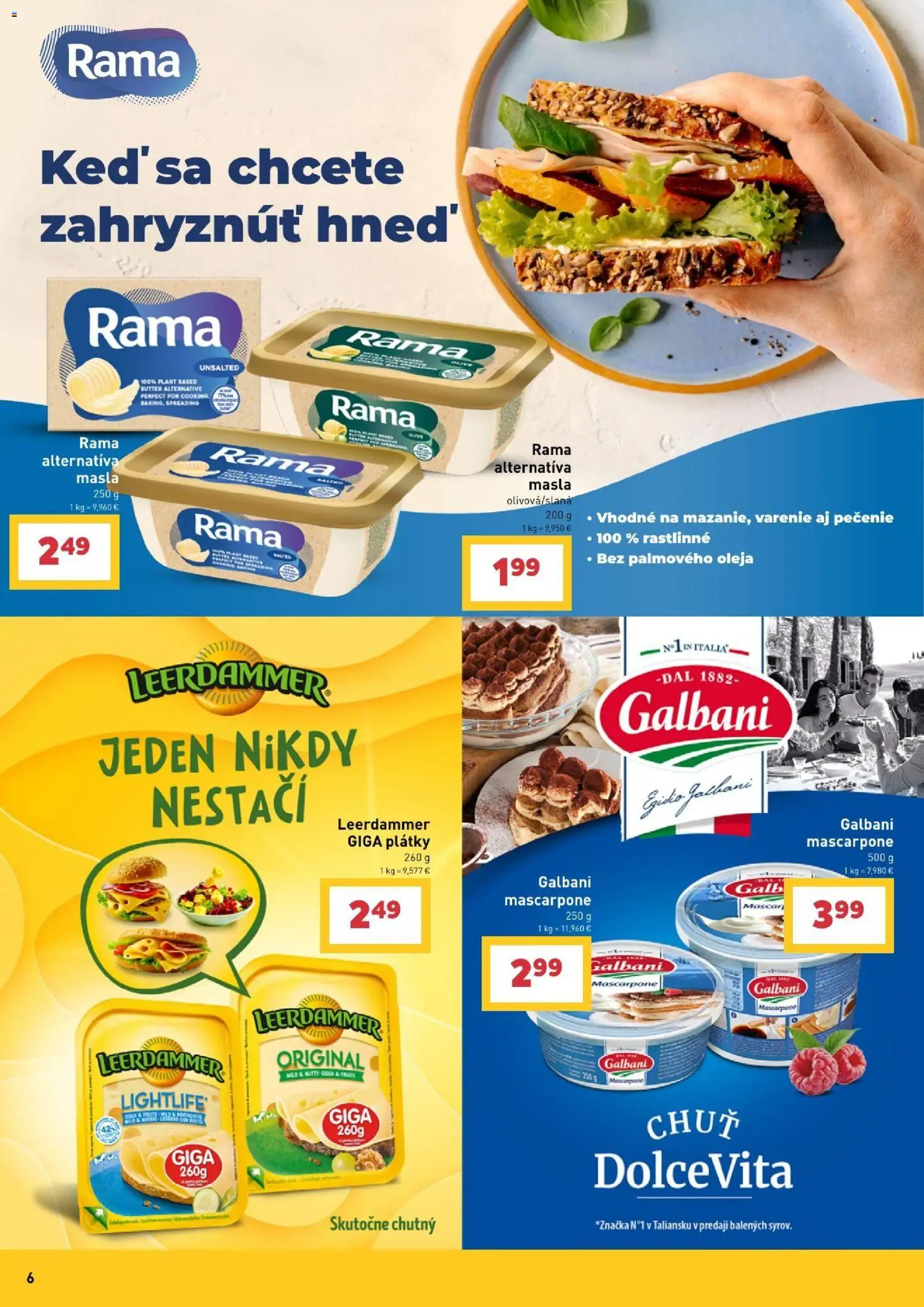 Nové Billa akcie – leták je platný od 30.09.2026 | Strana: 6 | Produkty: Rama, Mascarpone