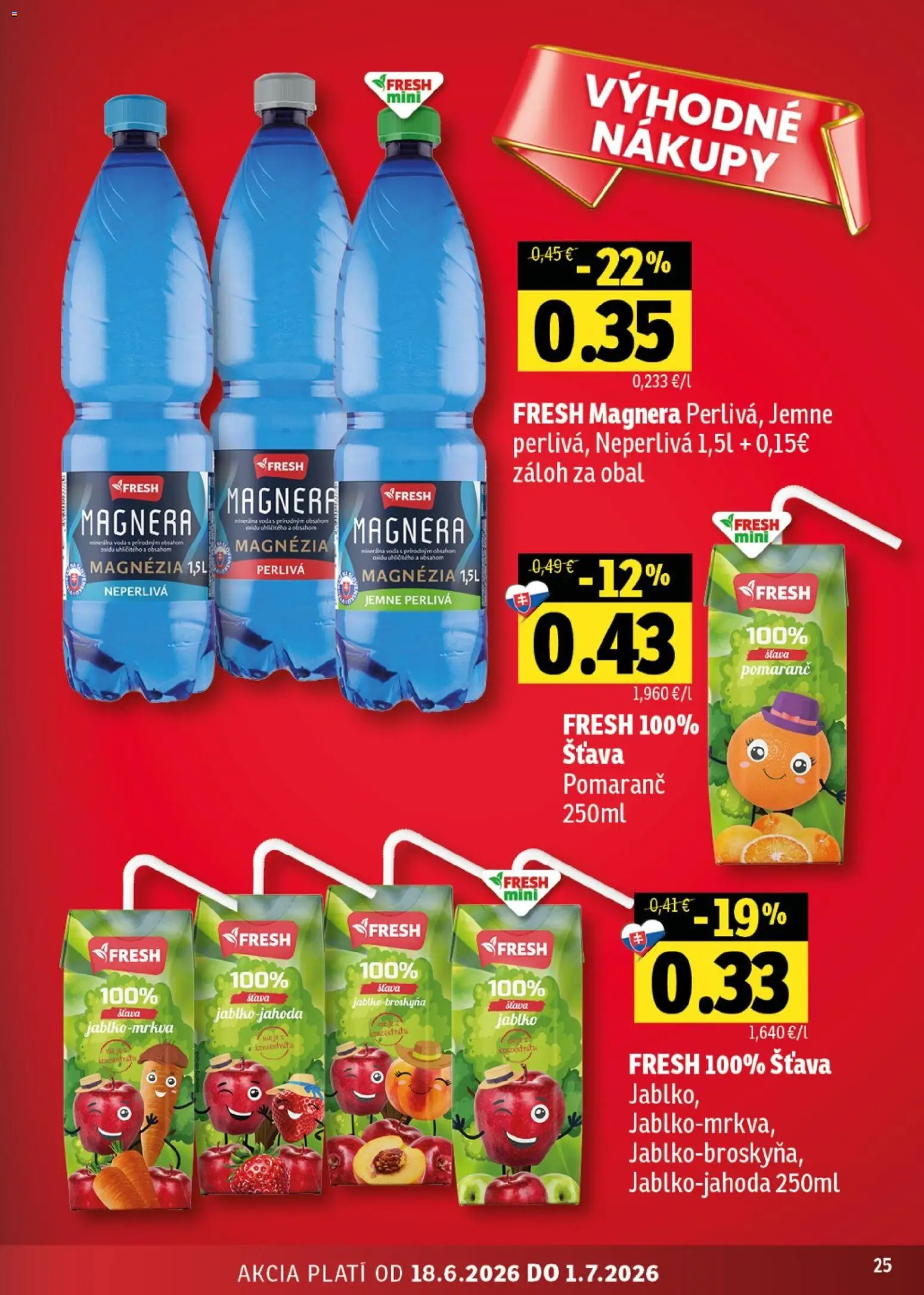 Nové Fresh akcie – leták je platný od 18.06.2026 | Strana: 25 | Produkty: Voda