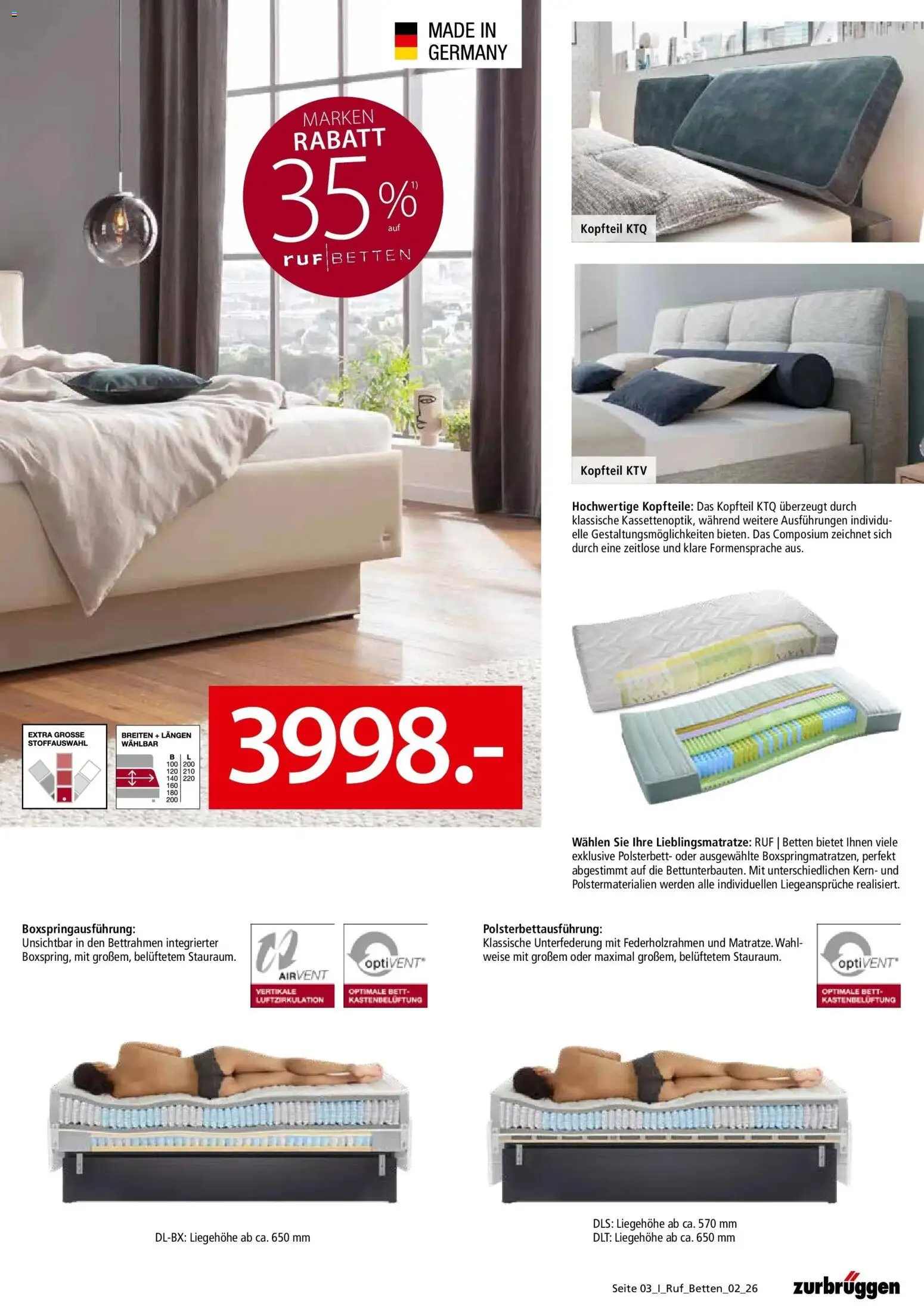 Zurbrüggen ruf Better Spezial Unna – gültig ab 01.08.2026 | Seite: 3 | Produkte: Bett, Polsterbett