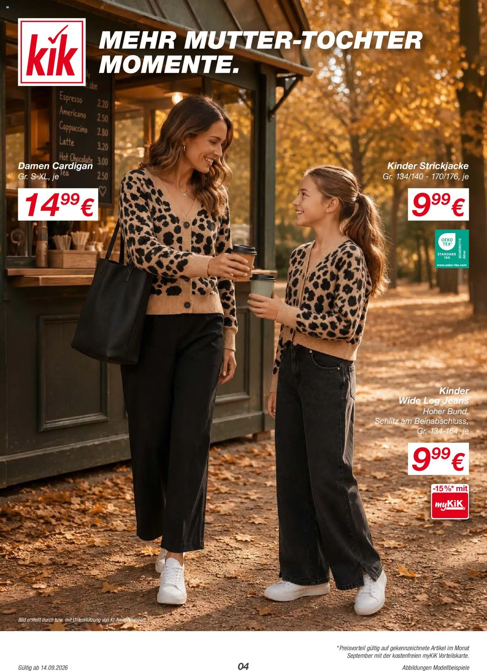 Kik Prospekt – gültig ab 14.09.2026 | Seite: 4 | Produkte: Cardigan, Strickjacke, Jeans