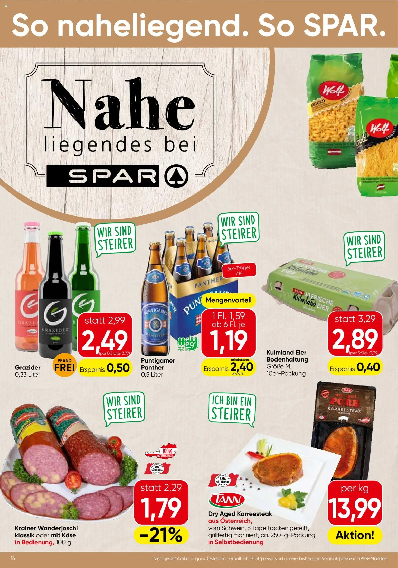 Spar Flugblatt - Steiermark gültig ab 18.06.2026 | Seite: 14 | Produkte: Käse, Eier