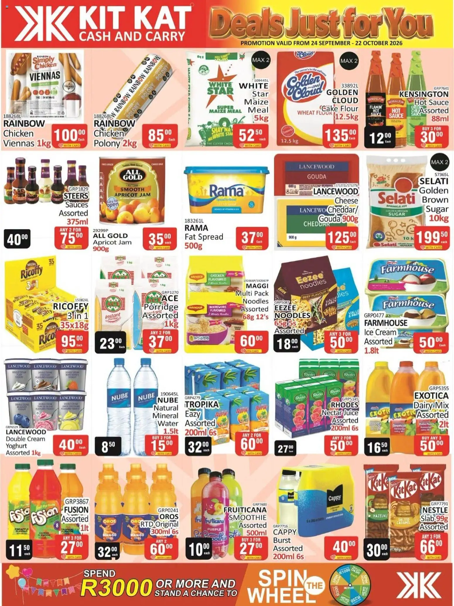 New KIT KAT Cash & Carry catalogue – valid from 24/09/2026 | Page: 2 | Products: Porridge, Juice, Chicken, Pineapple