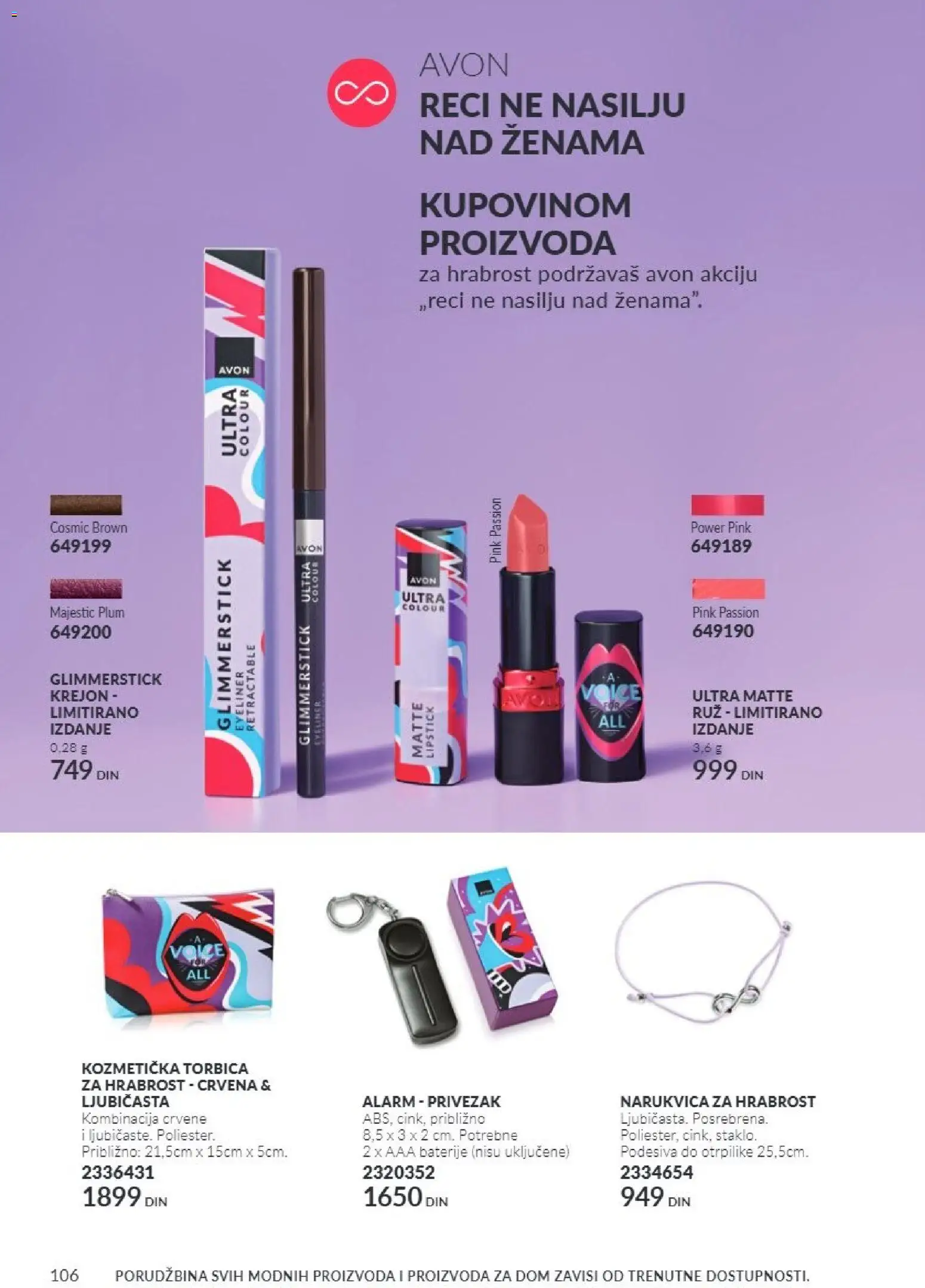 AVON katalog - važi od 01.11.2026 | Strana: 106 | Proizvode: AAA baterije, Kozmetička torbica, Alarm, Baterije