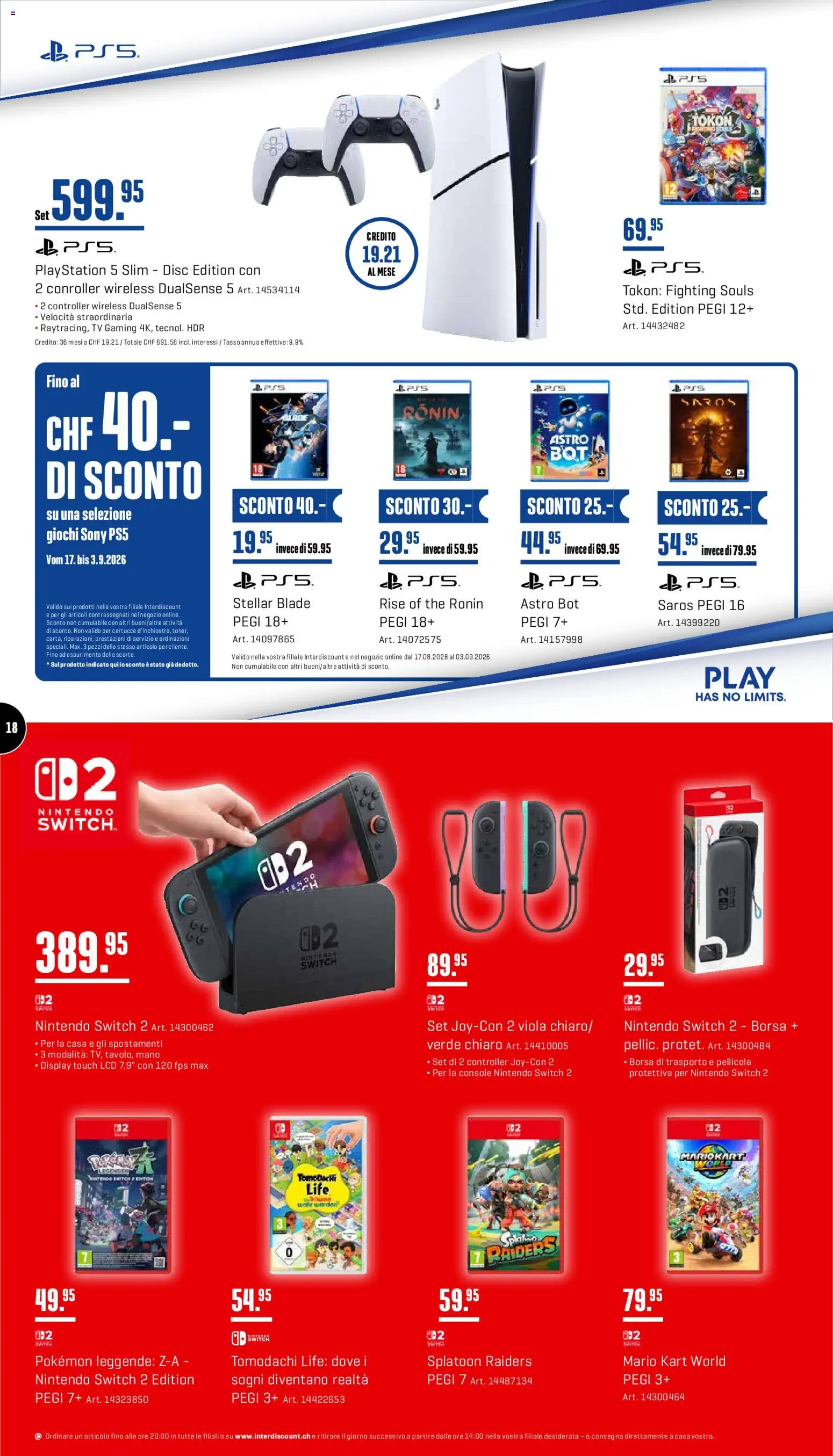 Interdiscount aktionen IT – gültig ab 17.08.2026 | Seite: 18 | Produkte: TV, Playstation, Sony