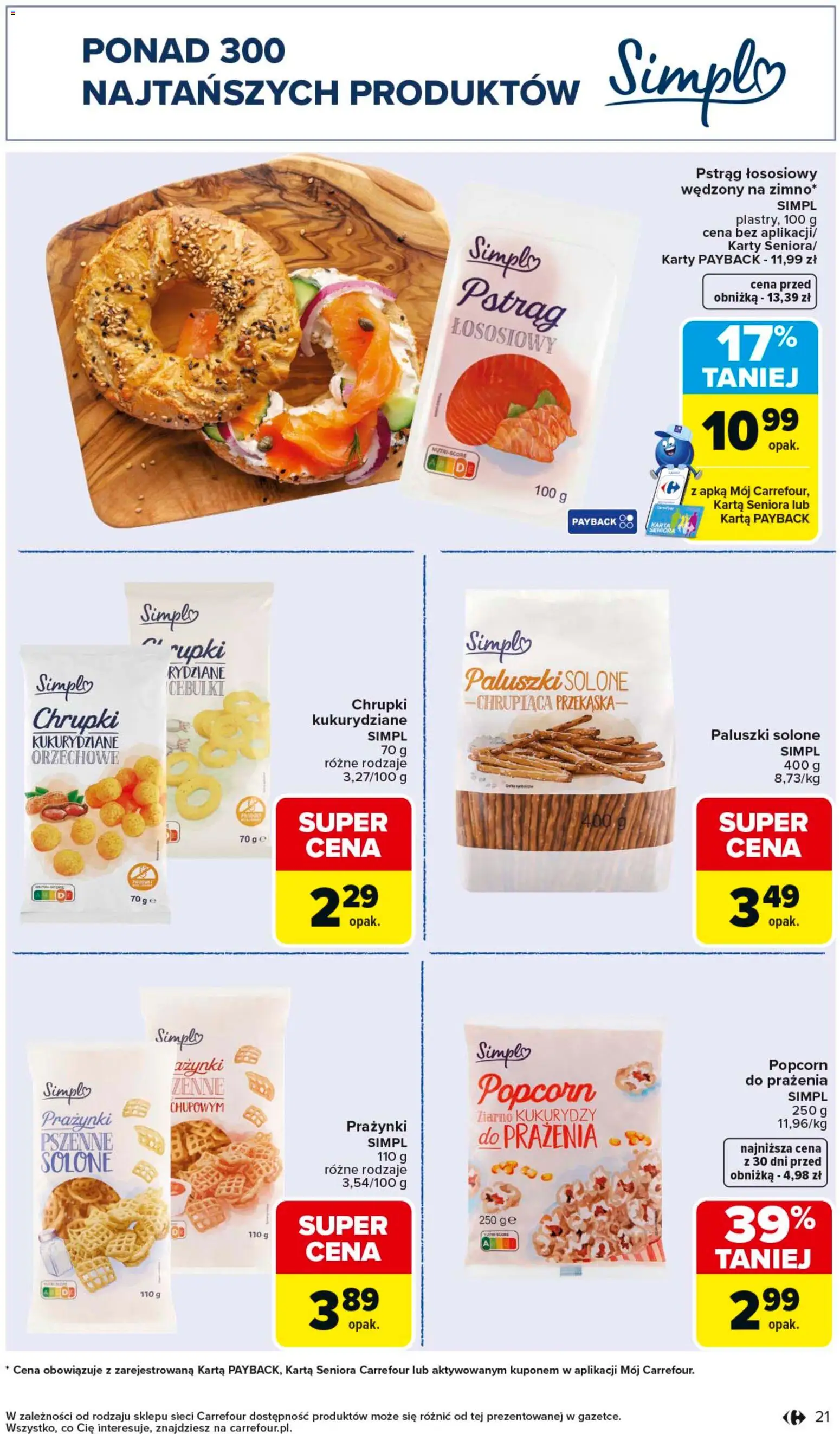 Carrefour gazetka - Wybierz Jakość W Najlepszej Cenie od 25.05.2026 | Strona: 21 | Produkty: Chrupki, Pstrąg łososiowy, Paluszki, Popcorn