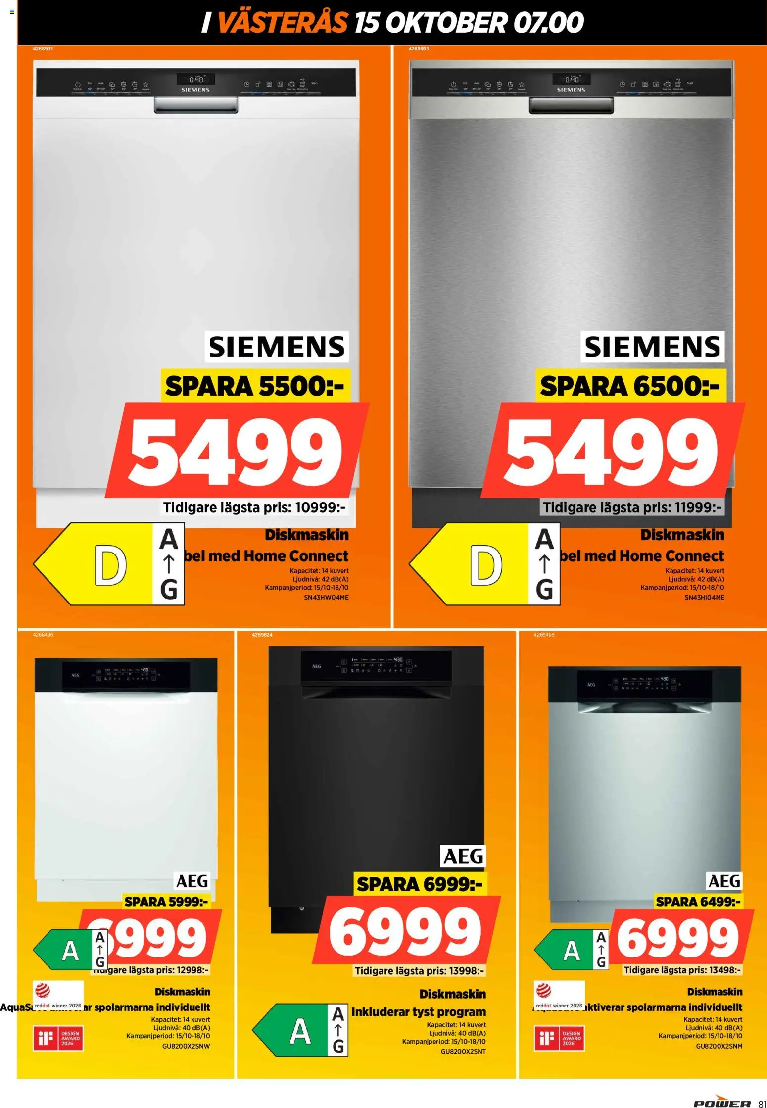 Power reklamblad aktuell från 15/10/2026 | Sida: 81 | Produkter: Diskmaskin, Kuvert