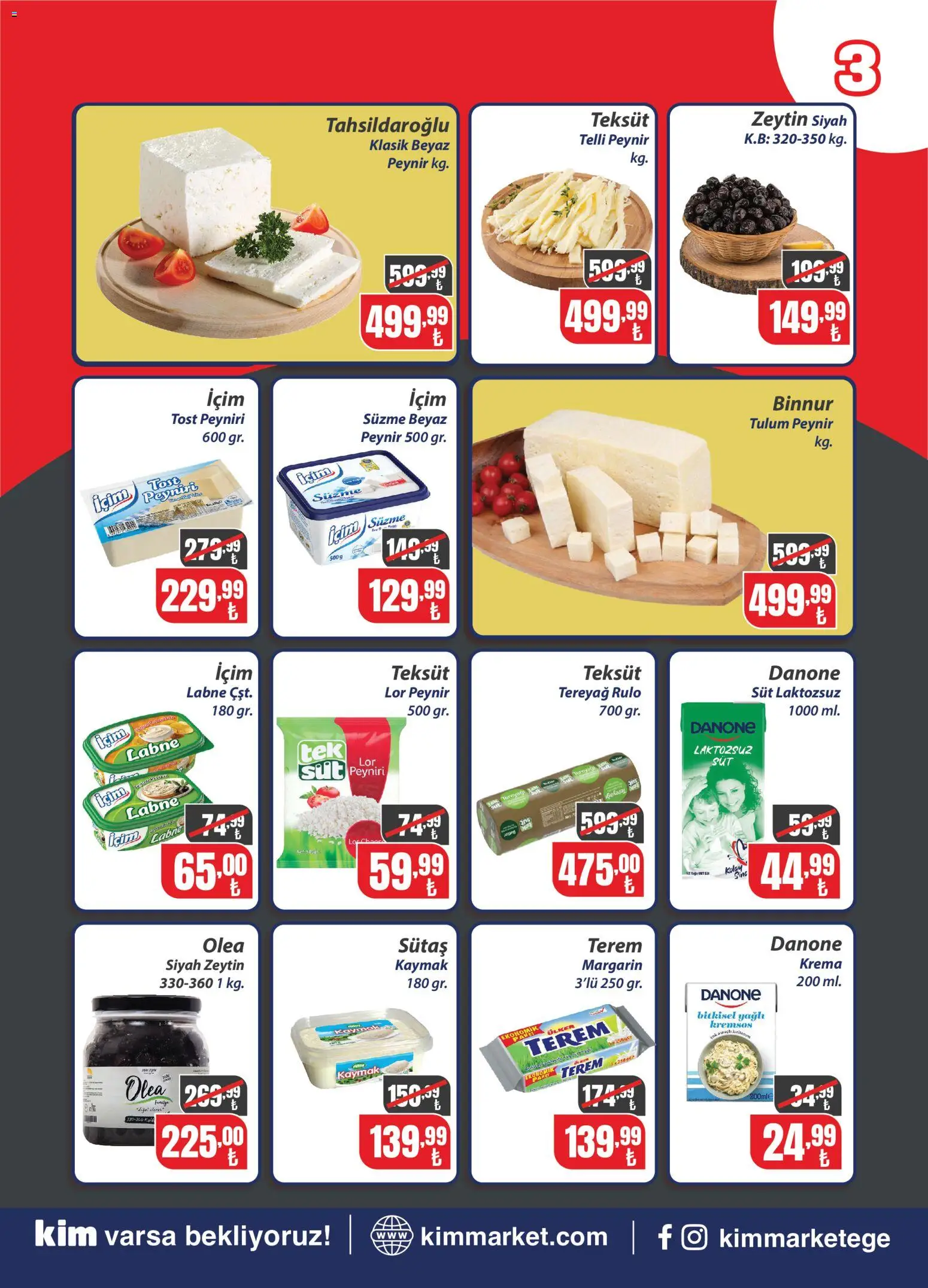 Kim Market Katalog - 07 Ağustos 2026 tarihinden itibaren geçerlidir | Sayfa: 3 | Ürünler: Peynir, Tulum, Krema, Zeytin