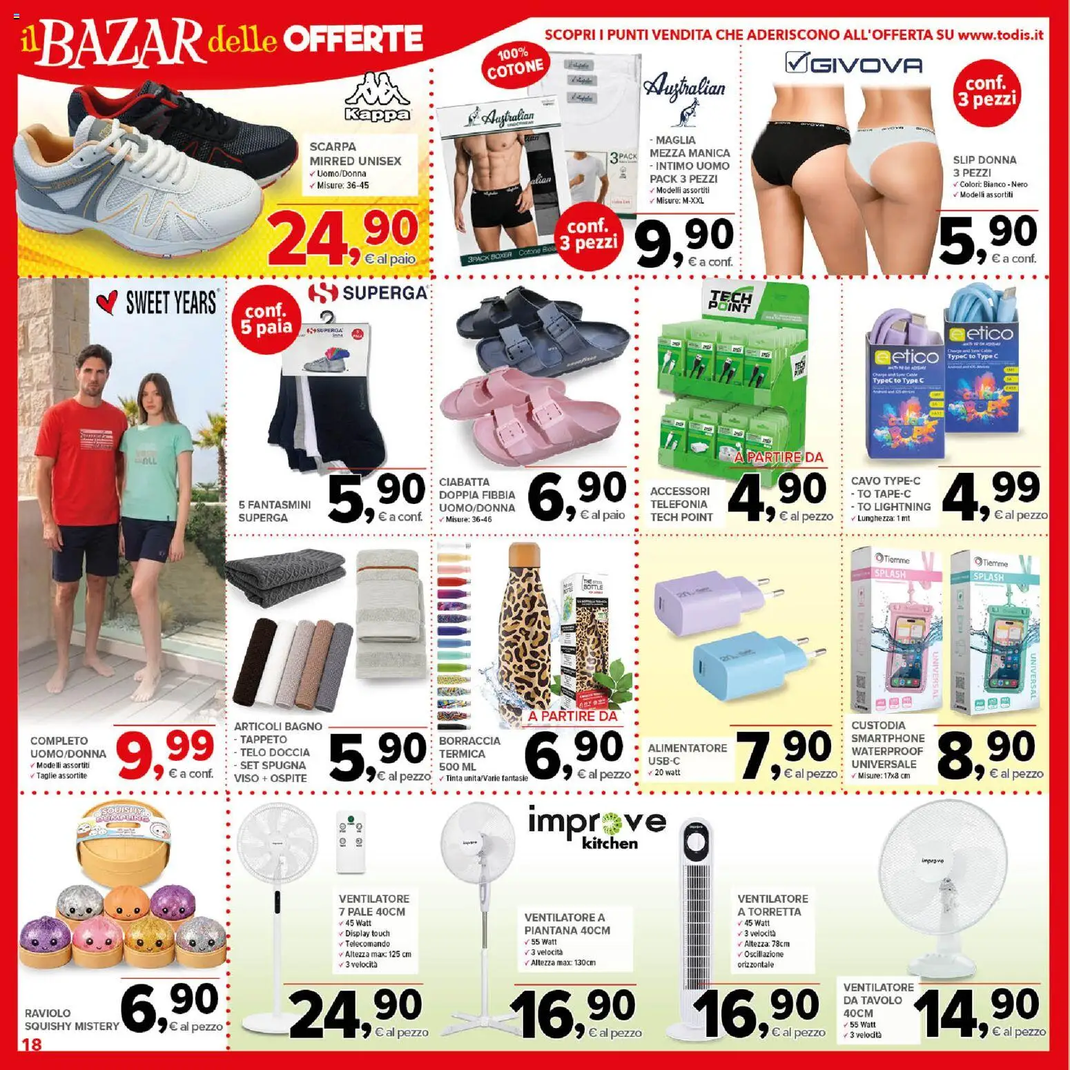 Volantino Todis del 09/07/2026 | Pagina: 18 | Prodotti: Spugna, Intimo, Smartphone, Cavo