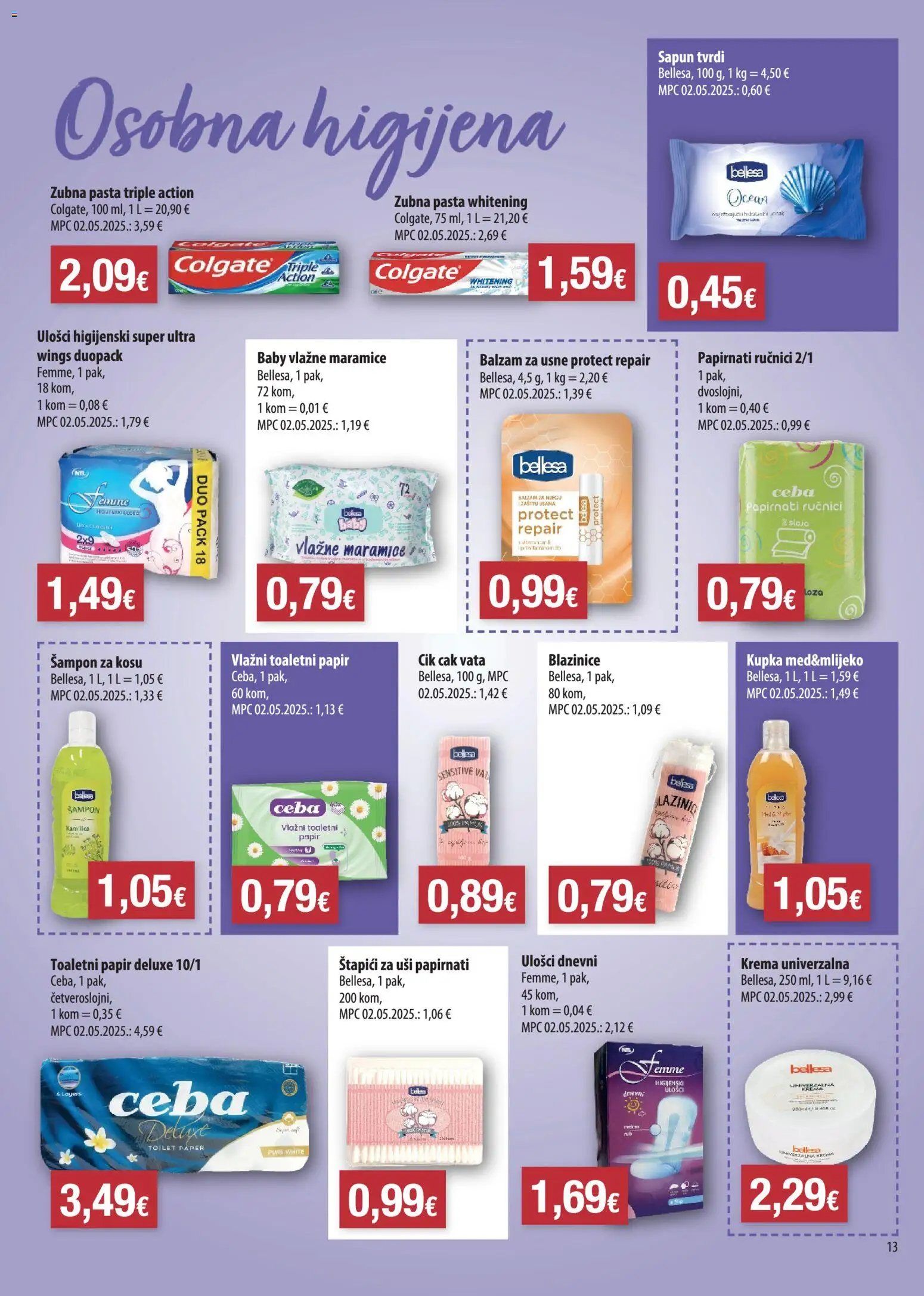 NTL katalog | vrijedi od 10.06.2026 | Stranica: 13 | Proizvodi: Dnevni ulošci, Štapići za uši, Pasta, Štapići