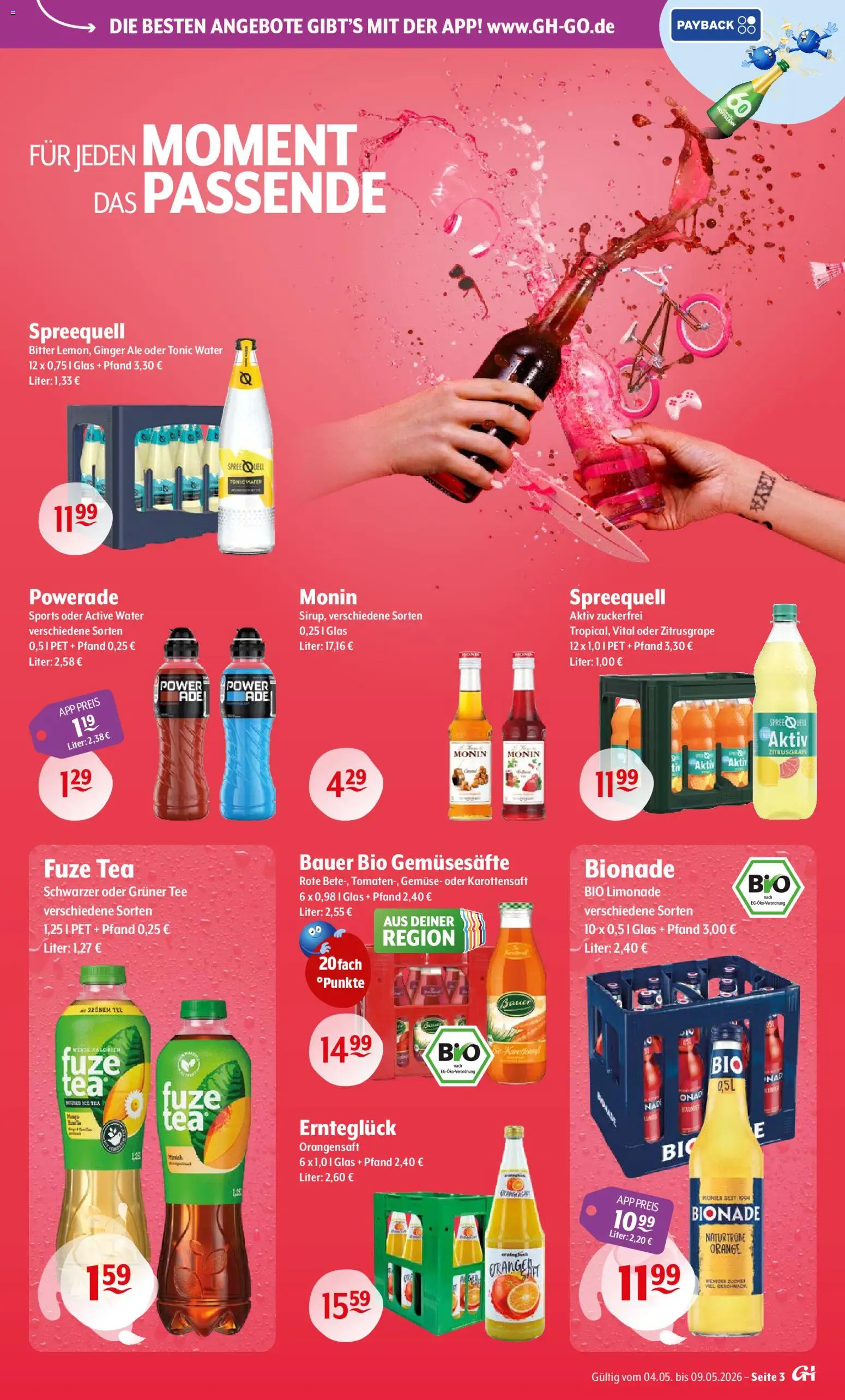Getränke Hoffmann - Brandenburg – gültig ab 04.05.2026 | Seite: 3 | Produkte: Fuze tea, Limonade, Orangensaft, Gemüse