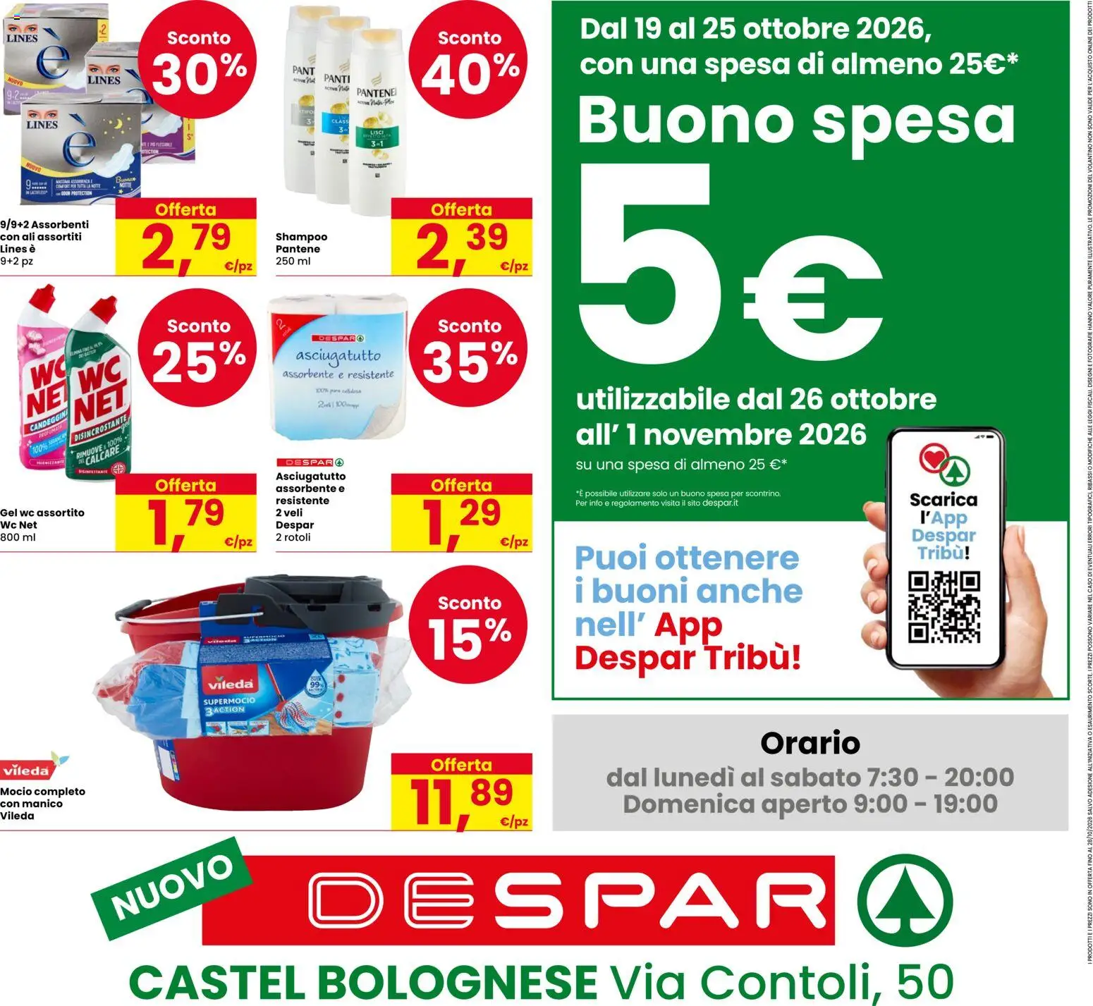 Volantino Despar del 16/10/2026 | Pagina: 8 | Prodotti: Shampoo, Candeggina, Assorbenti, WC