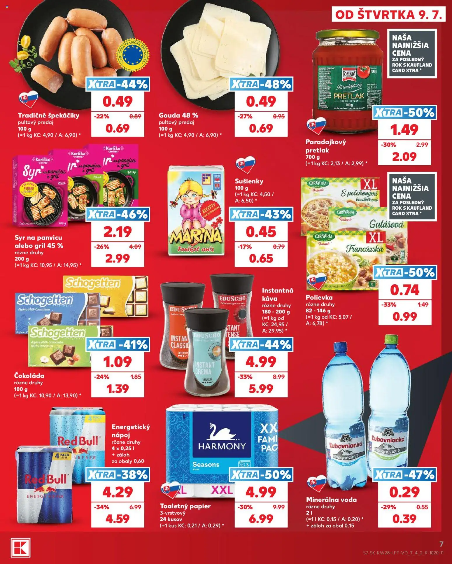 Nové Kaufland akcie – leták je platný od 09.07.2026 | Strana: 7 | Produkty: Gril, Syr, Red Bull, Minerálna voda