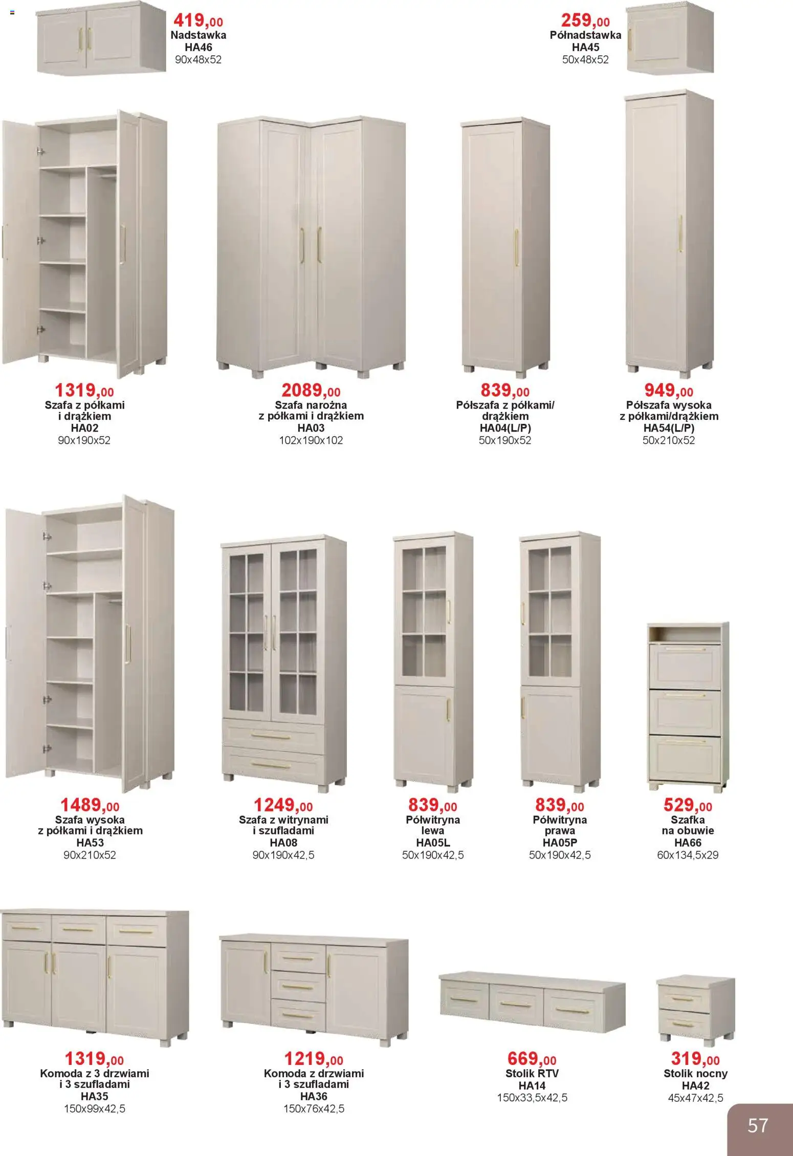 Bodzio Katalog od 01.04.2026 | Strona: 57 | Produkty: Szafa, Komoda, Stolik nocny, Szafa Narożna