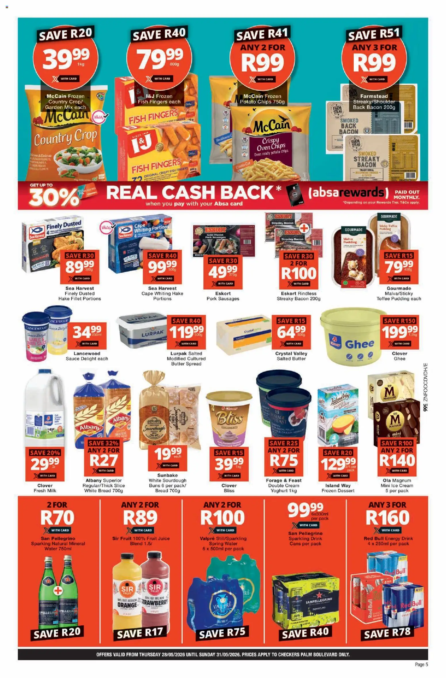 New Checkers catalogue – valid from 28.05.2026 | Page: 5 | Products: Oven, Milk, Water, Sauce