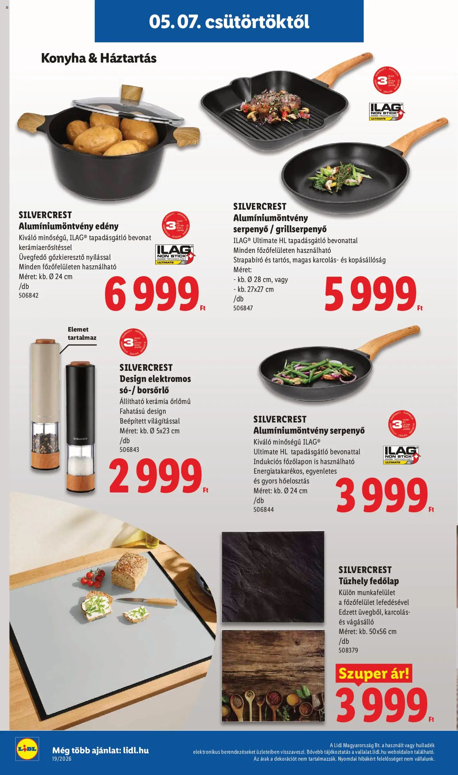 Lidl akciós ujság - amely érvényes a következő dátumtól: 07.05.2026 | Oldal: 8 | Termékek: Tűzhely, Edény, Serpenyő