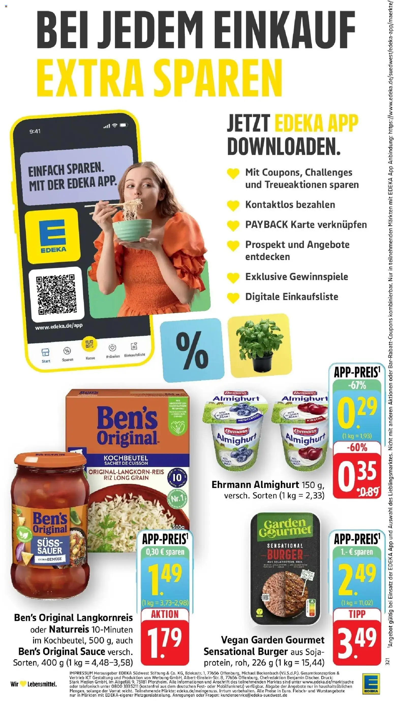 Edeka Prospekt Piesport (ab 28.09.2026) » Angebote Online | Seite: 7 | Produkte: Ehrmann almighurt, Burger, Gemüse, Fleisch