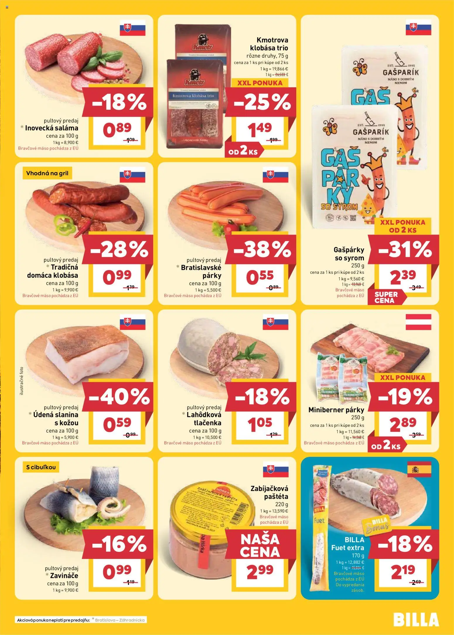 Nové Billa akcie – leták je platný od 15.07.2026 | Strana: 7 | Produkty: Gril, Slanina, Bravčové mäso, Párky