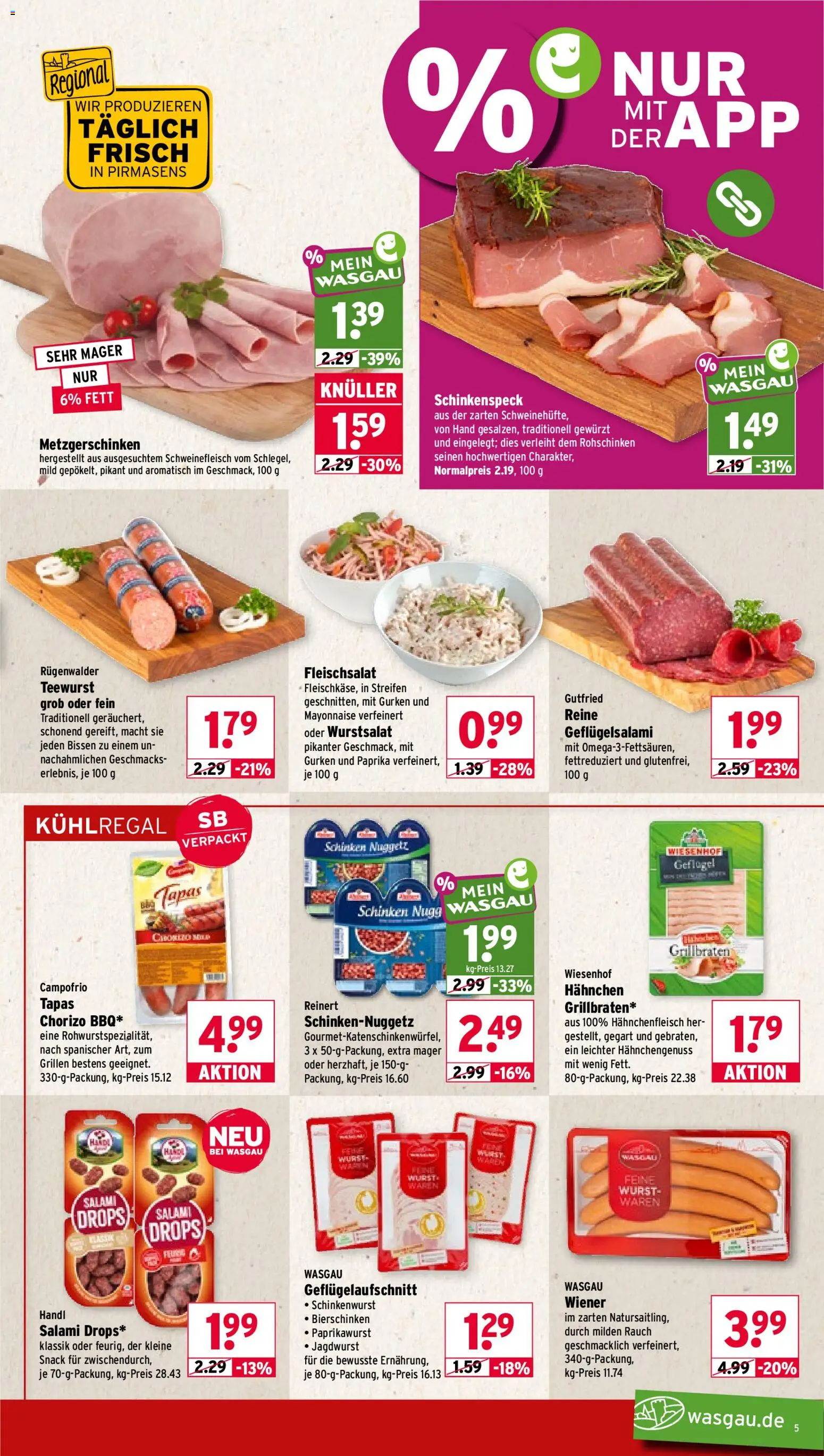 Wasgau Prospekt – gültig ab 13.07.2026 | Seite: 5 | Produkte: Paprika, Mayonnaise, Wurst, Schweinefleisch
