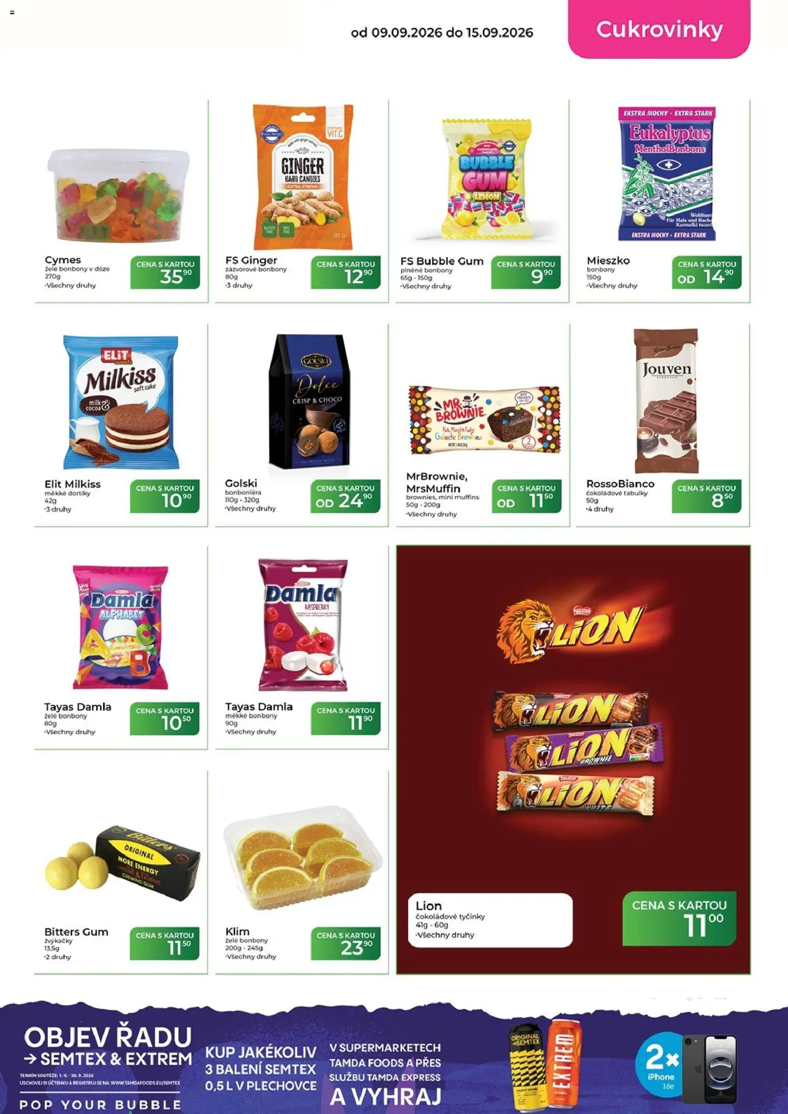 Tamda Foods leták od 09.09.2026 | Strana: 27 | Produkty: Brownie, Tyčinky, Semtex, Cukrovinky