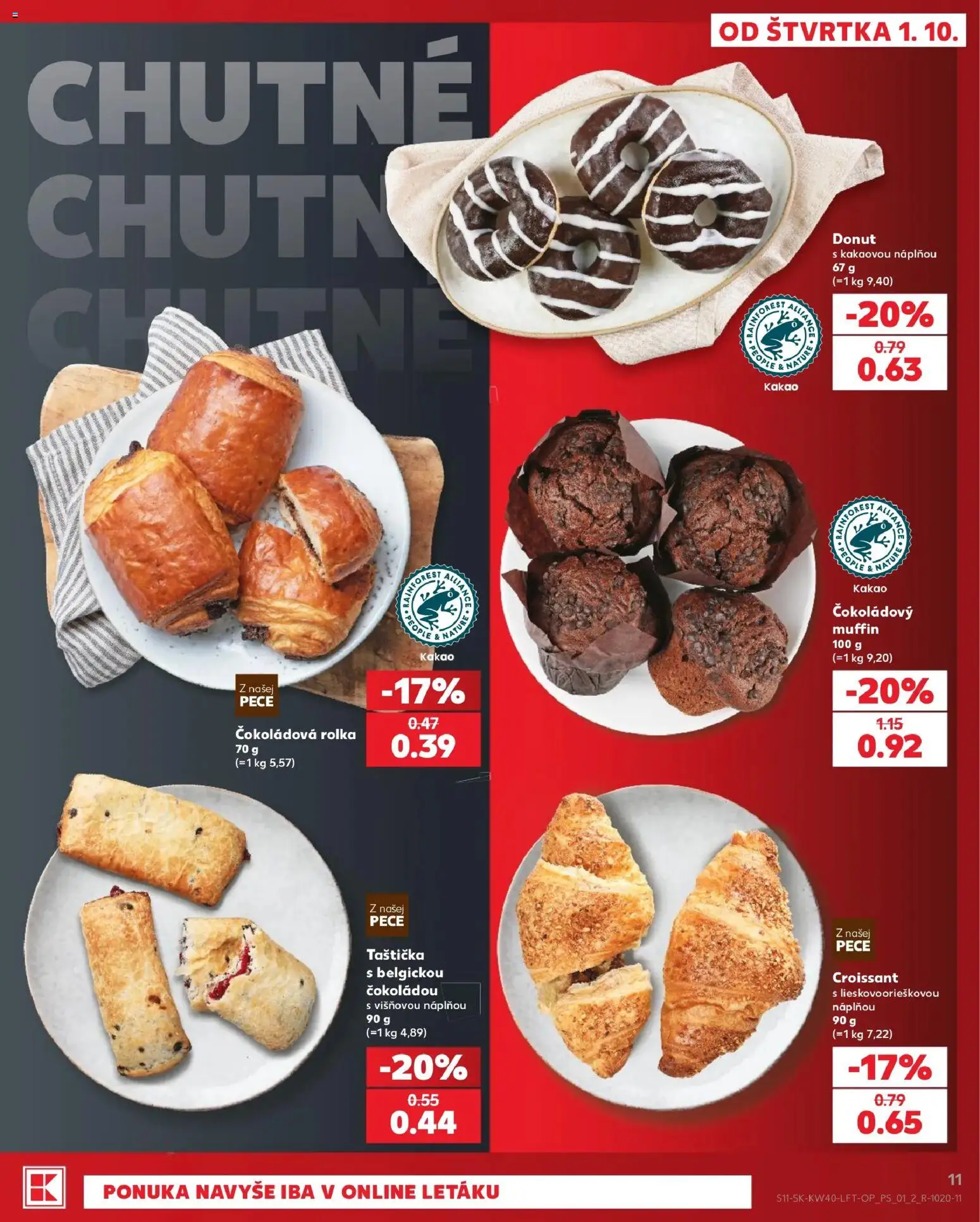Nové Kaufland akcie – leták je platný od 01.10.2026 | Strana: 11 | Produkty: Donut, Croissant, Kakao