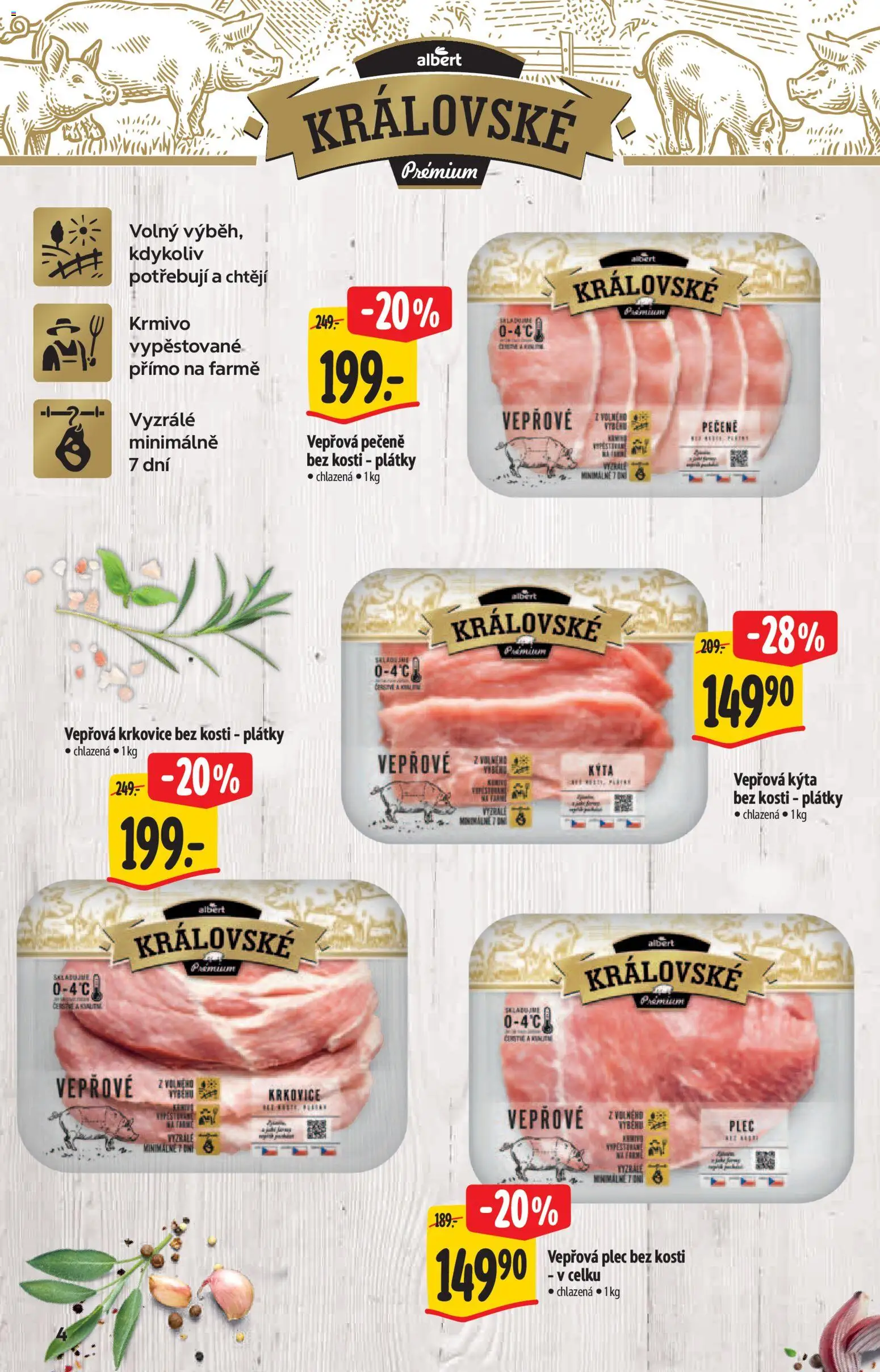 Albert katalog - Supermarket od 17.06.2026 | Strana: 4 | Produkty: Vepřová krkovice bez kosti, Kýta bez kosti, Kýta, Vepřová krkovice