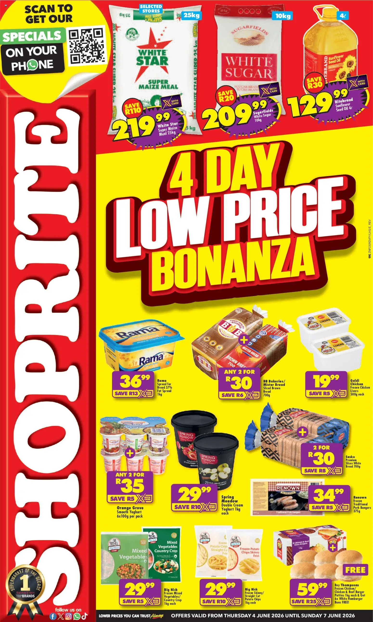 New Shoprite catalogue – valid from 04.06.2026 | Page: 1 | Products: Phone, Box, Beef, Fat spread