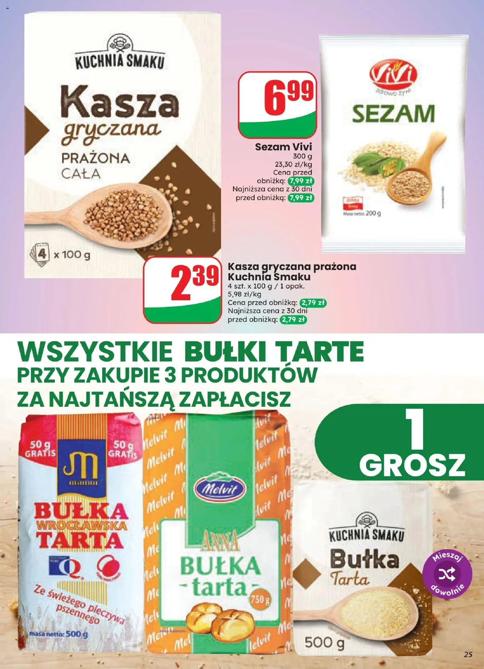 Dino gazetka od 21.10.2026 | Strona: 25 | Produkty: Kasza, Bułki, Kasza gryczana, Sezam