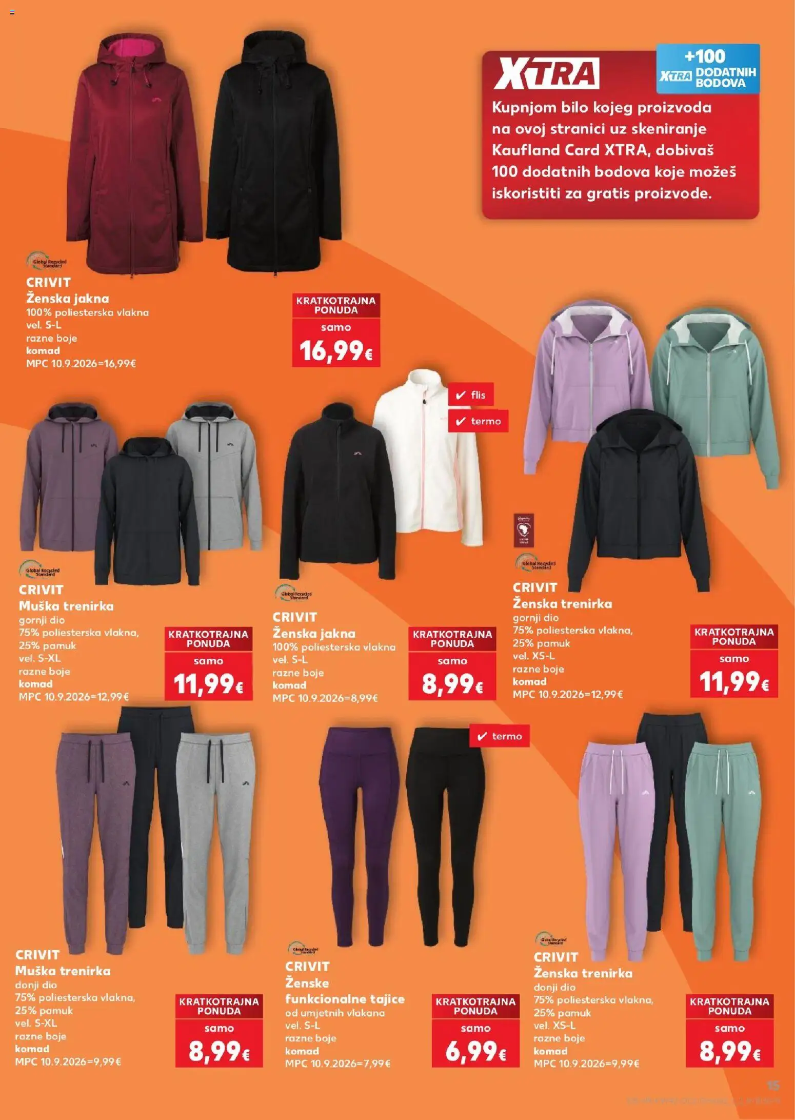 Kaufland katalog | vrijedi od 14.10.2026 | Stranica: 15 | Proizvodi: Jakna, Tajice, Trenirka