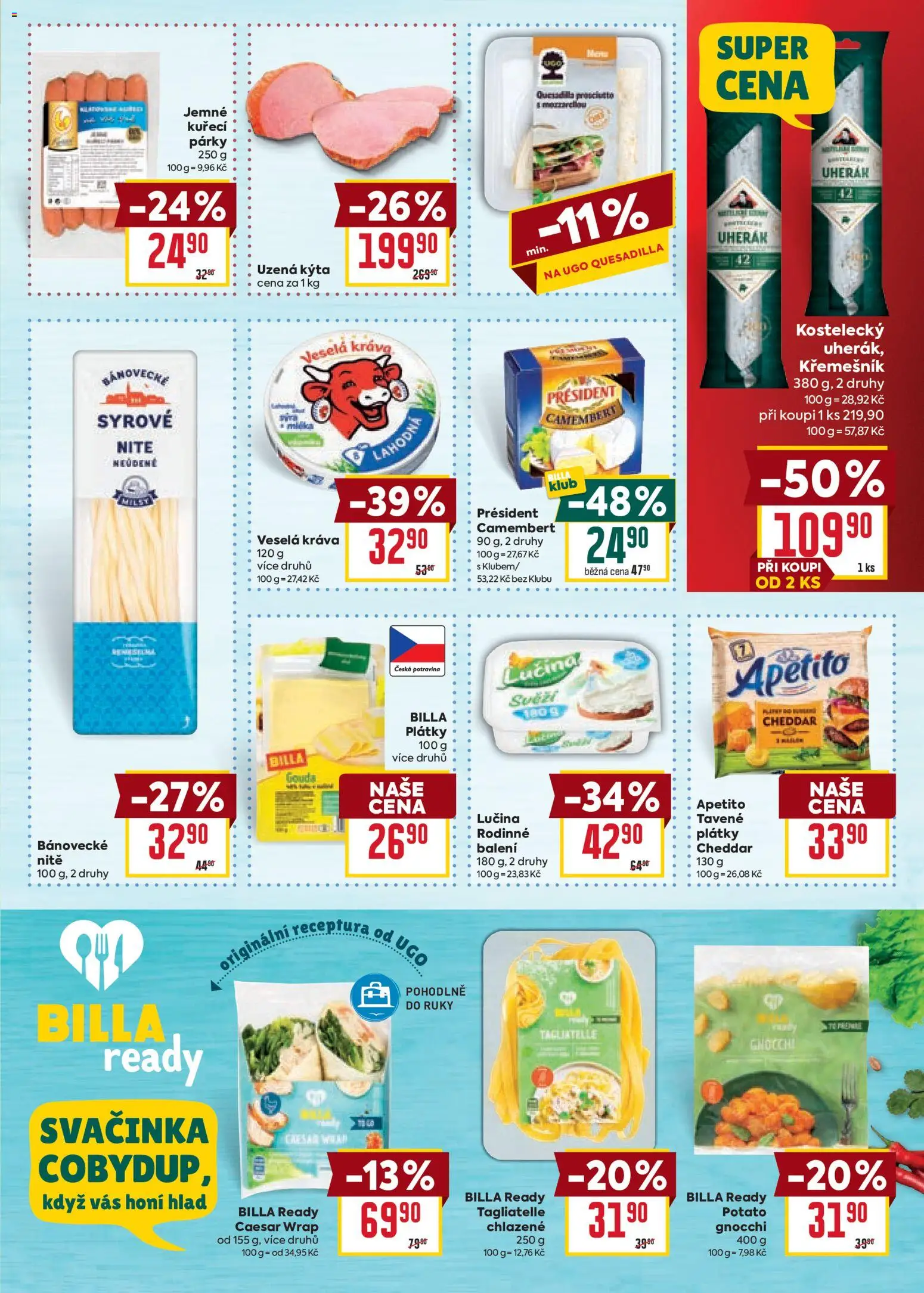 Billa Velký leták od 08.07.2026 | Strana: 15 | Produkty: Lučina, Párky, Gnocchi, Camembert