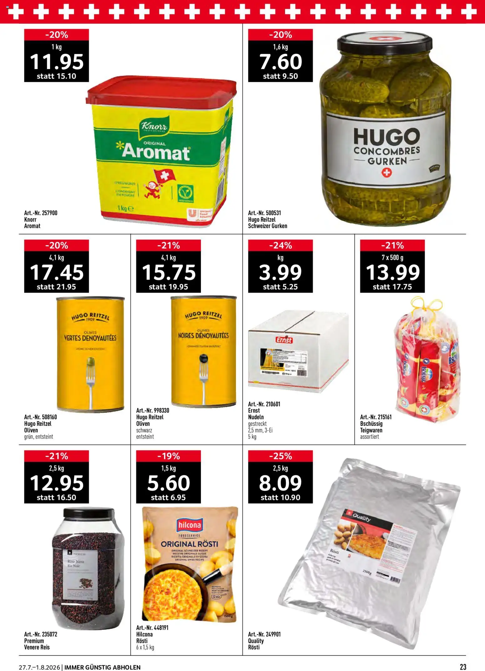 Prodega aktionen – gültig ab 27.07.2026 | Seite: 23 | Produkte: Teigwaren, Reis, Nudeln, Gurken