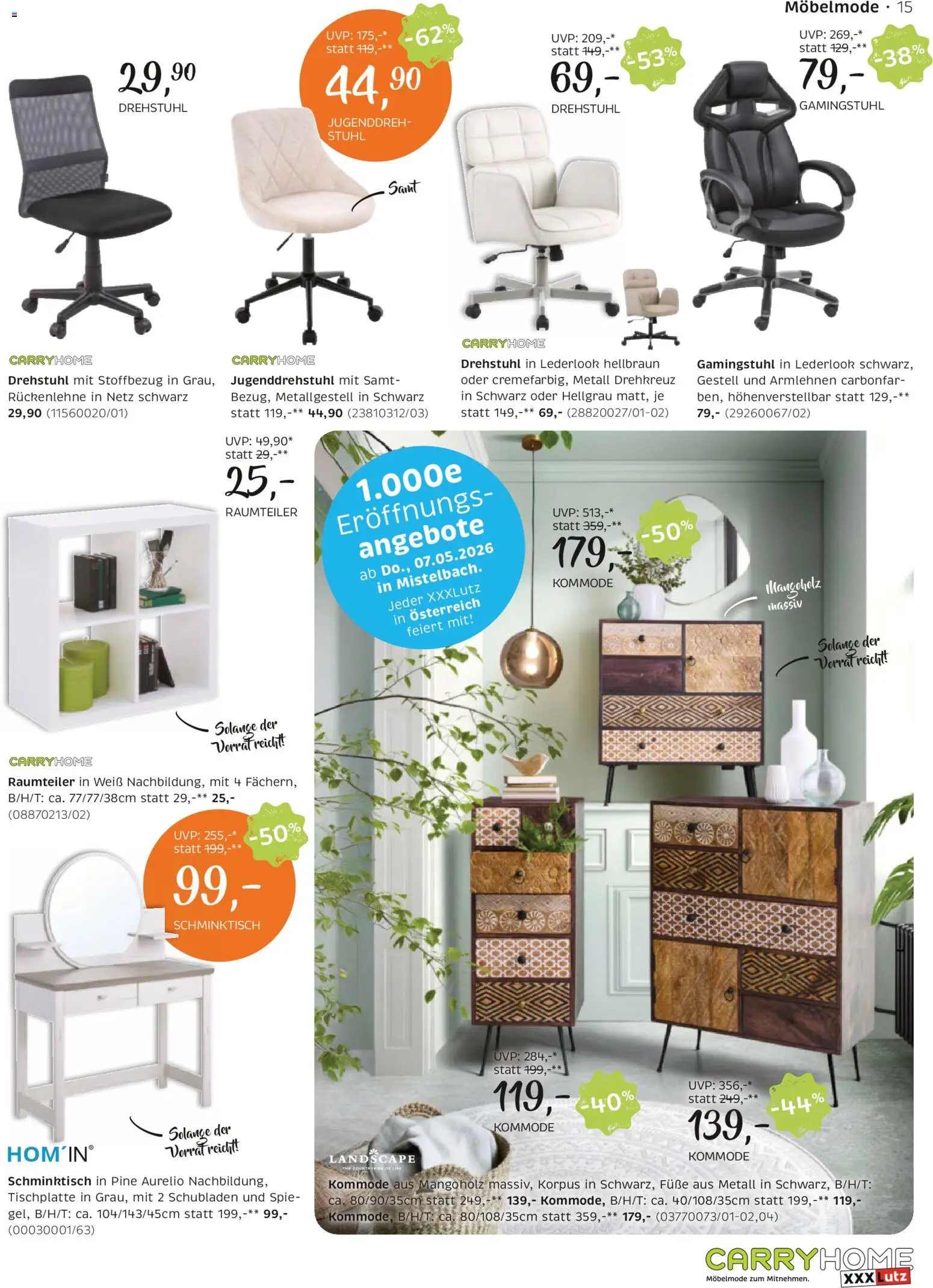 XXXLutz Carry Home gültig ab 05.05.2026 | Seite: 15 | Produkte: Kommode, Stuhl