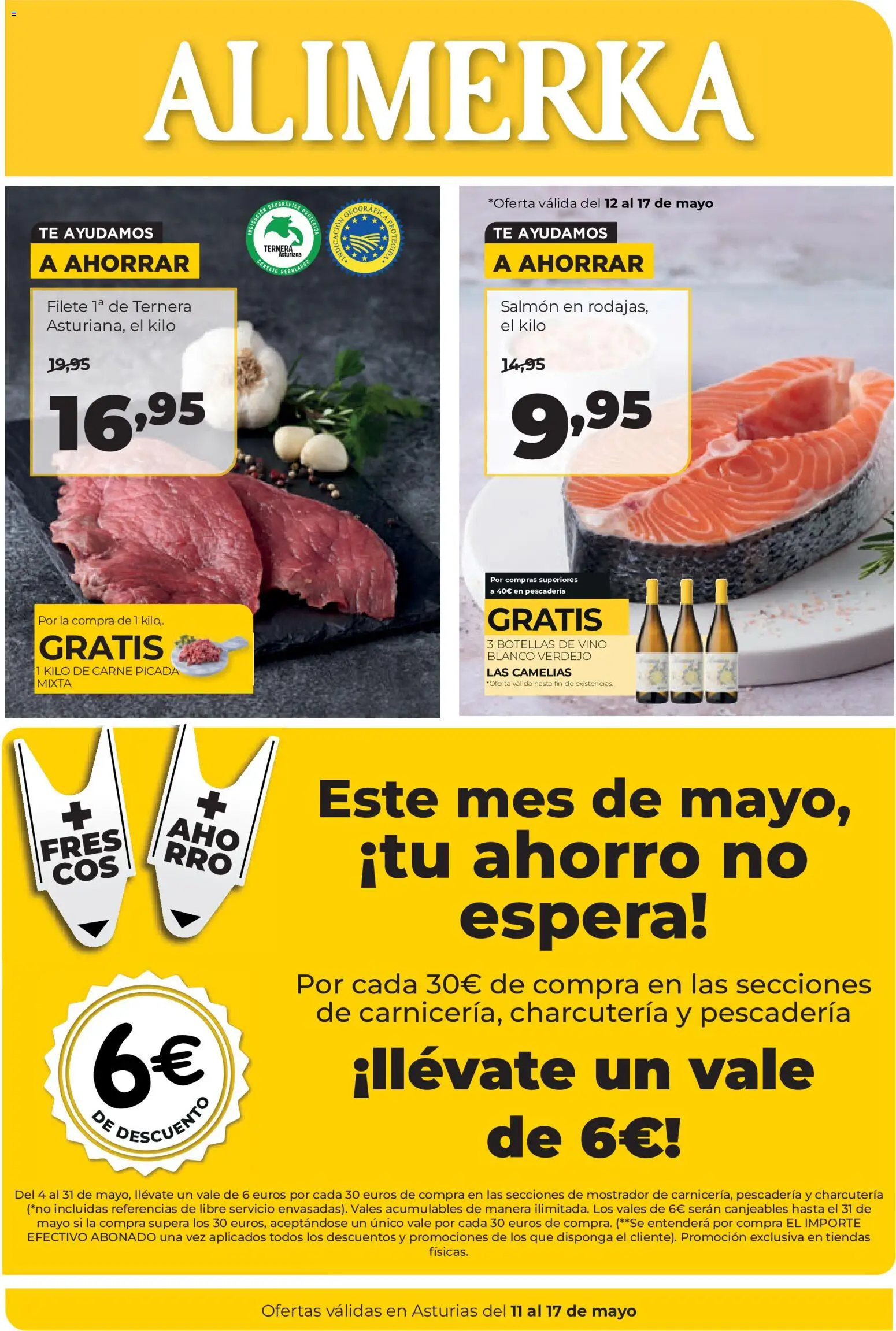 Alimerka folleto Asturias │ válido desde el 11.05.2026 | Página: 1 | Productos: Vino, Té, Filete